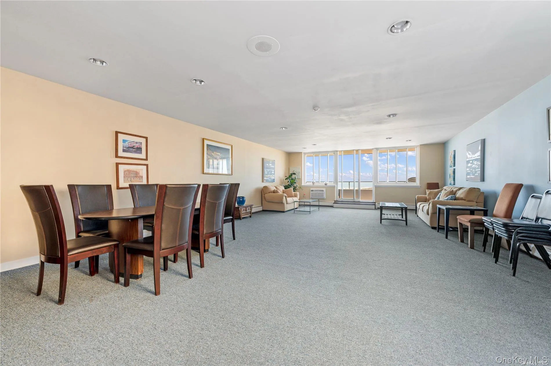 Dining room with light colored carpet Dining room with light colored carpet