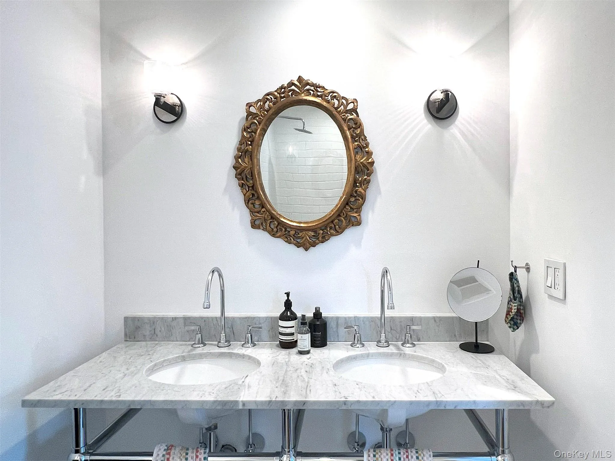 Full bath with Marble double vanity Full bath with Marble double vanity