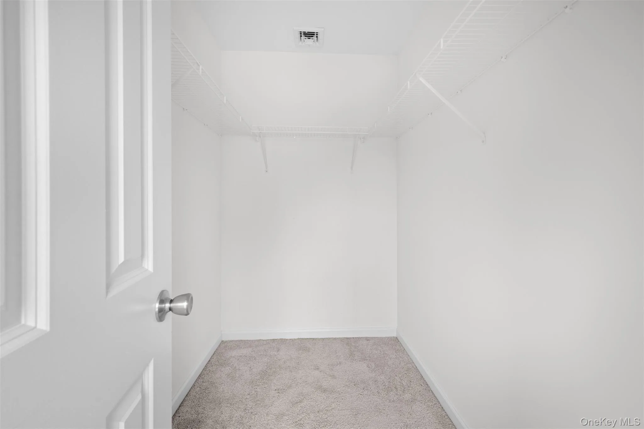 Spacious closet with light carpet Spacious closet with light carpet