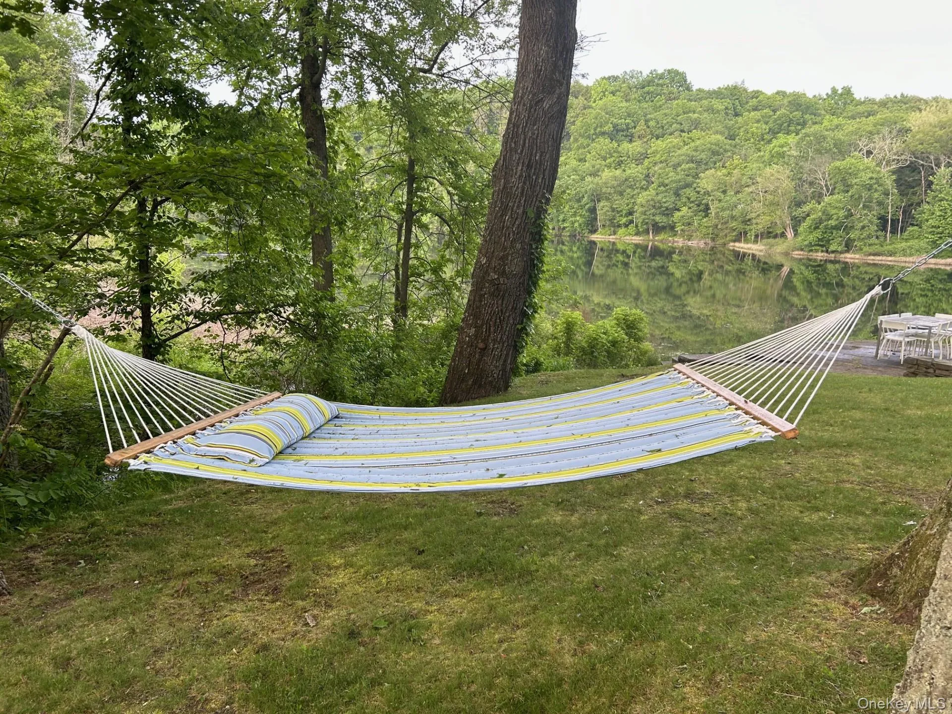 View of grassy yard featuring a lake view View of grassy yard featuring a lake view