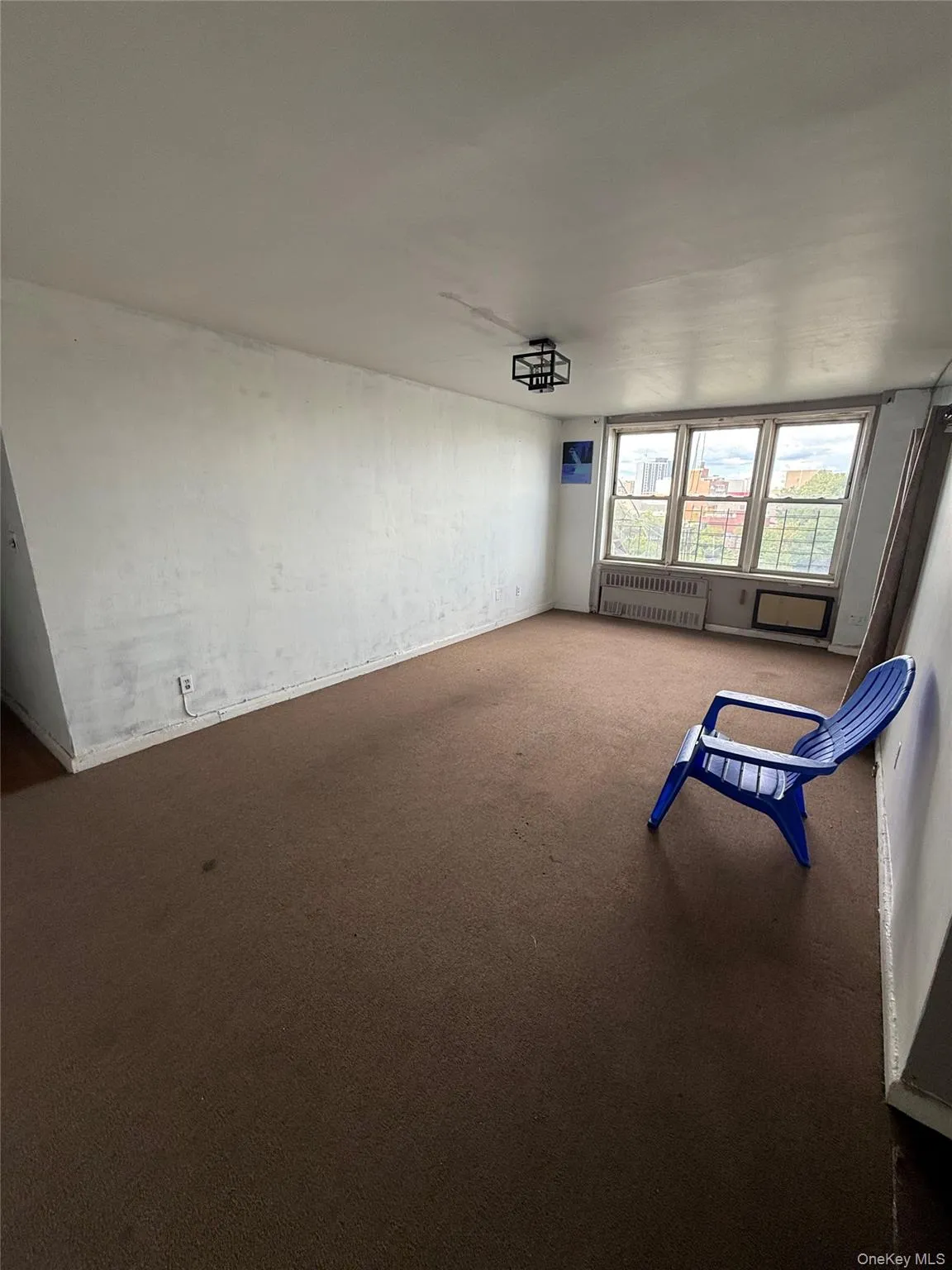 Unfurnished room featuring carpet floors and radiator heating unit Unfurnished room featuring carpet floors and radiator heating unit
