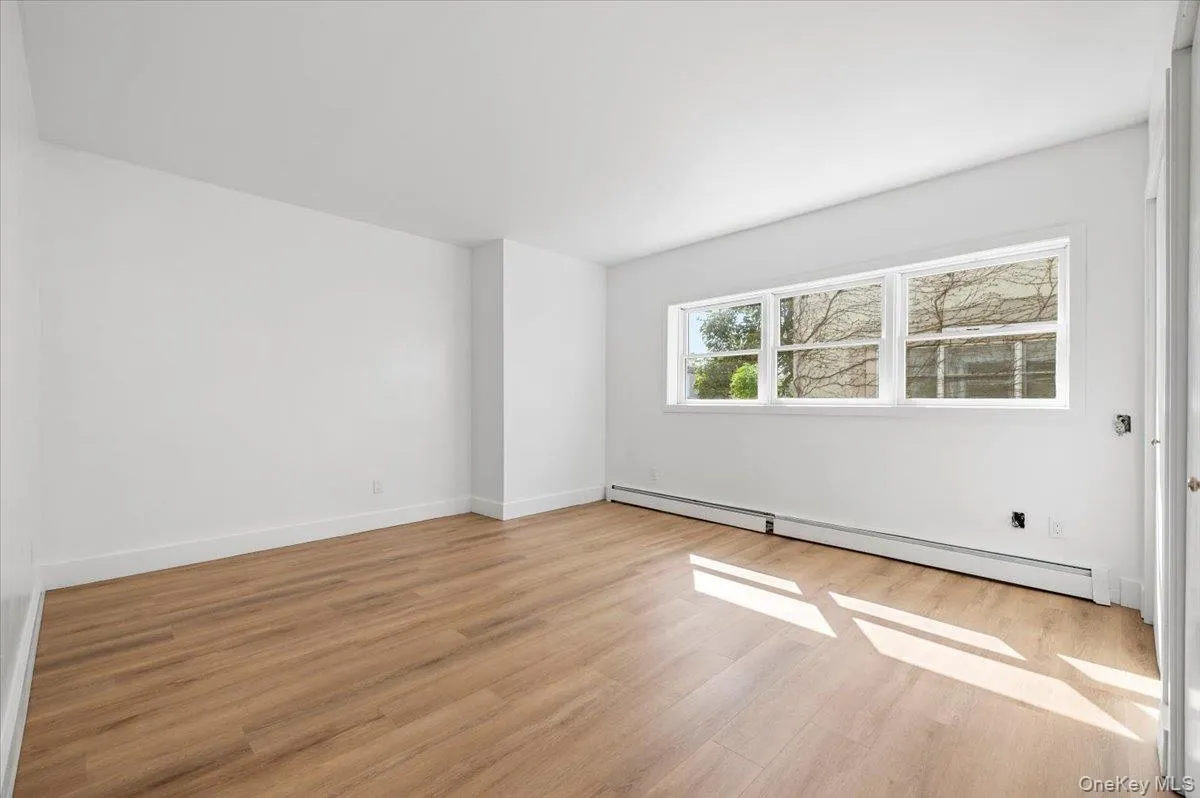 Spare room featuring a baseboard radiator and light wood-style flooring Spare room featuring a baseboard radiator and light wood-style flooring
