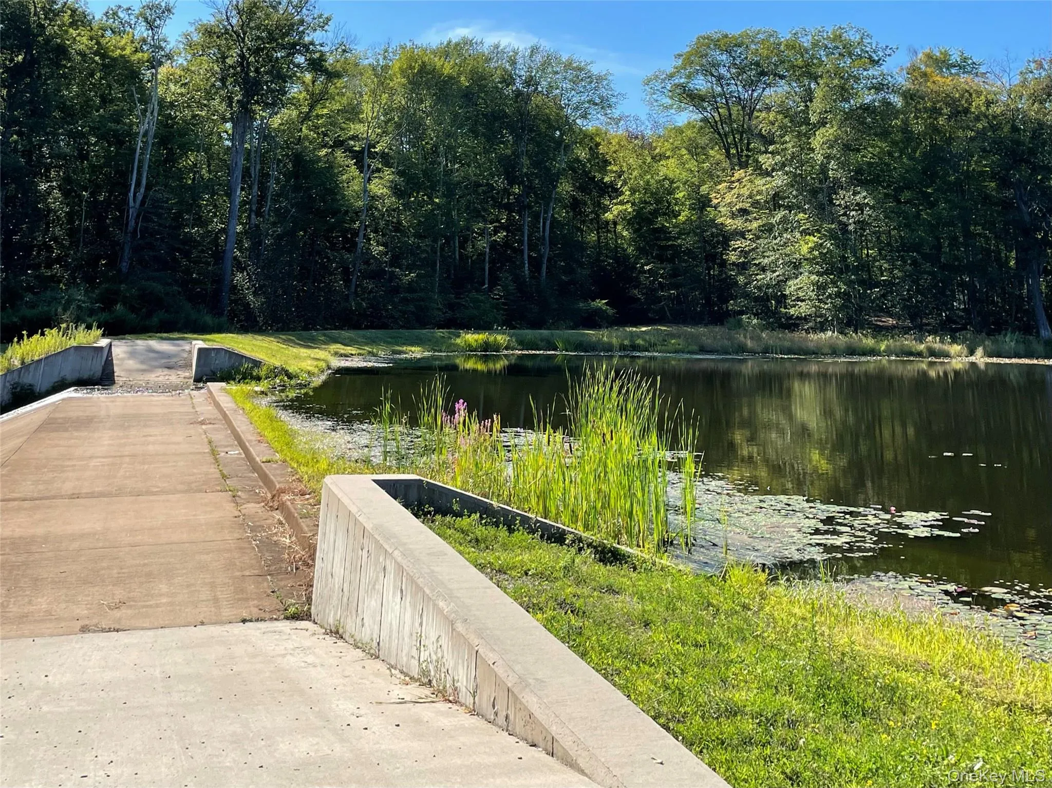 View of yard with a water view, a wooded view, and a boat ramp View of yard with a water view, a wooded view, and a boat ramp
