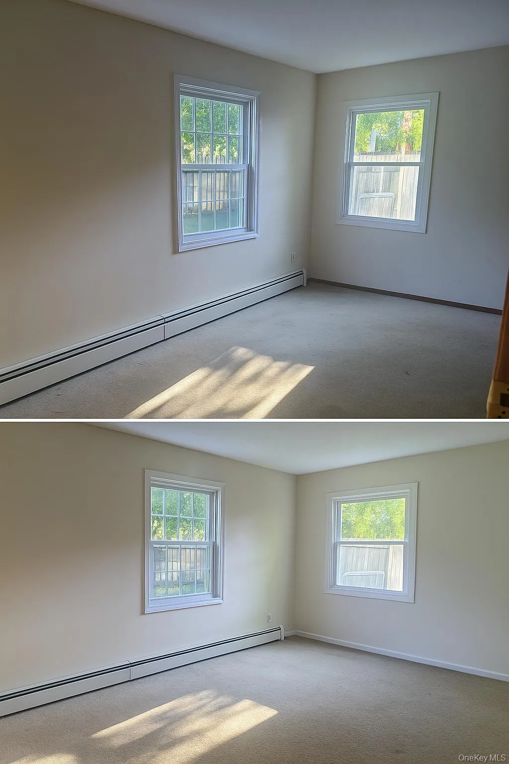 Unfurnished room with plenty of natural light, carpet floors, and a baseboard heating unit Unfurnished room with plenty of natural light, carpet floors, and a baseboard heating unit