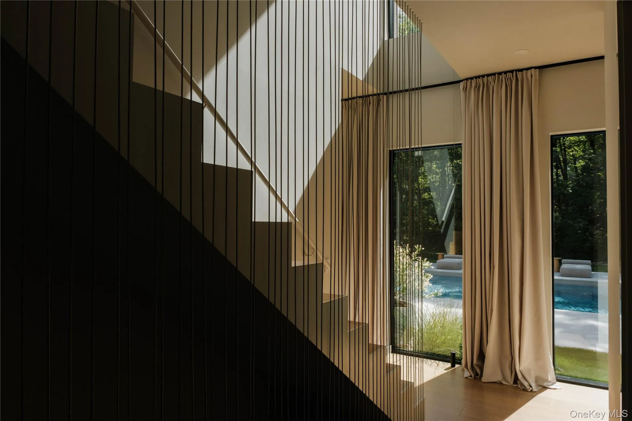 Steel rod waterfall wall staircase Steel rod waterfall wall staircase