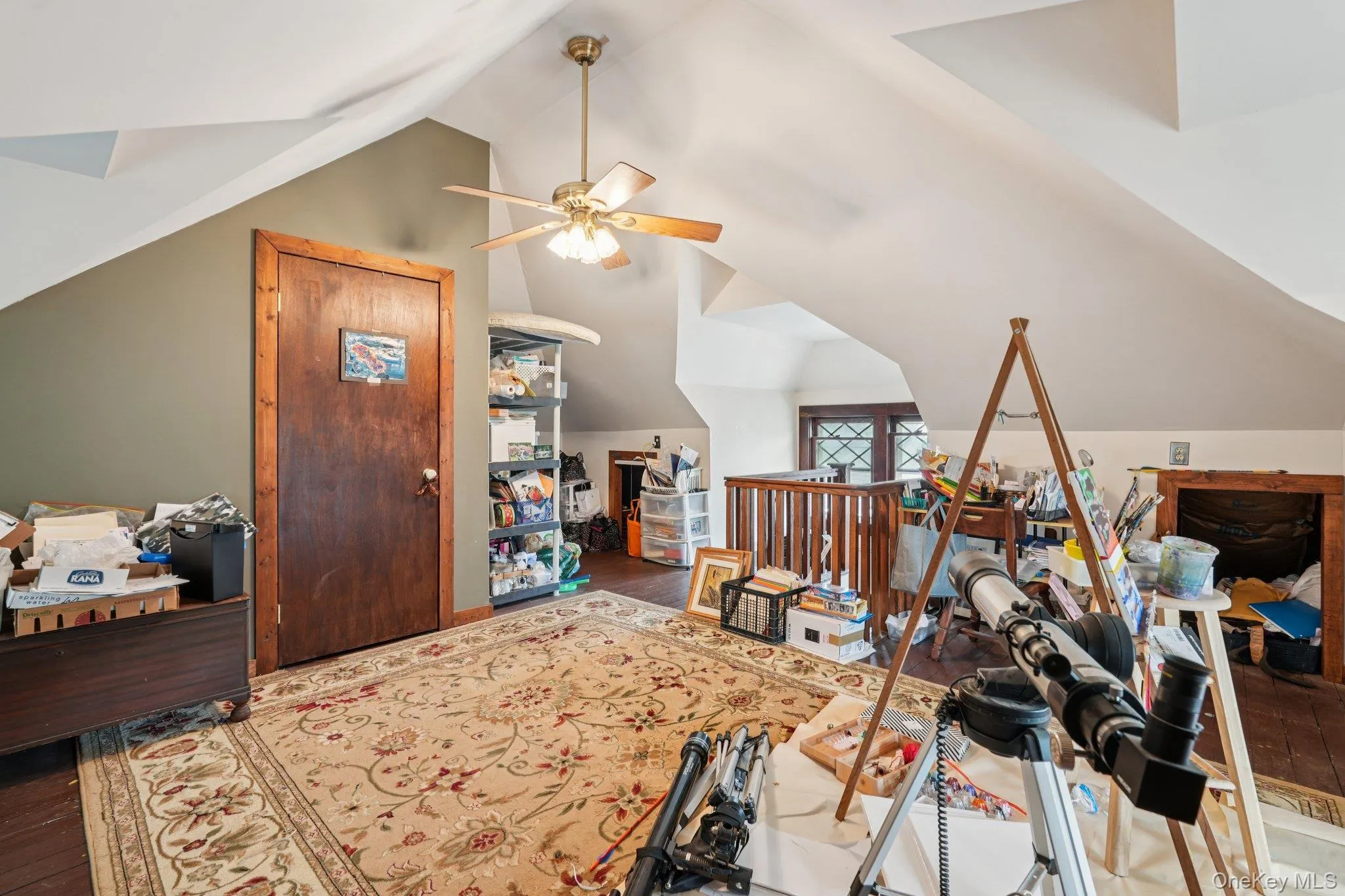 3rd Floor Guest Suite, Office, studio vaulted ceiling, and a ceiling fan 3rd Floor Guest Suite, Office, studio vaulted ceiling, and a ceiling fan