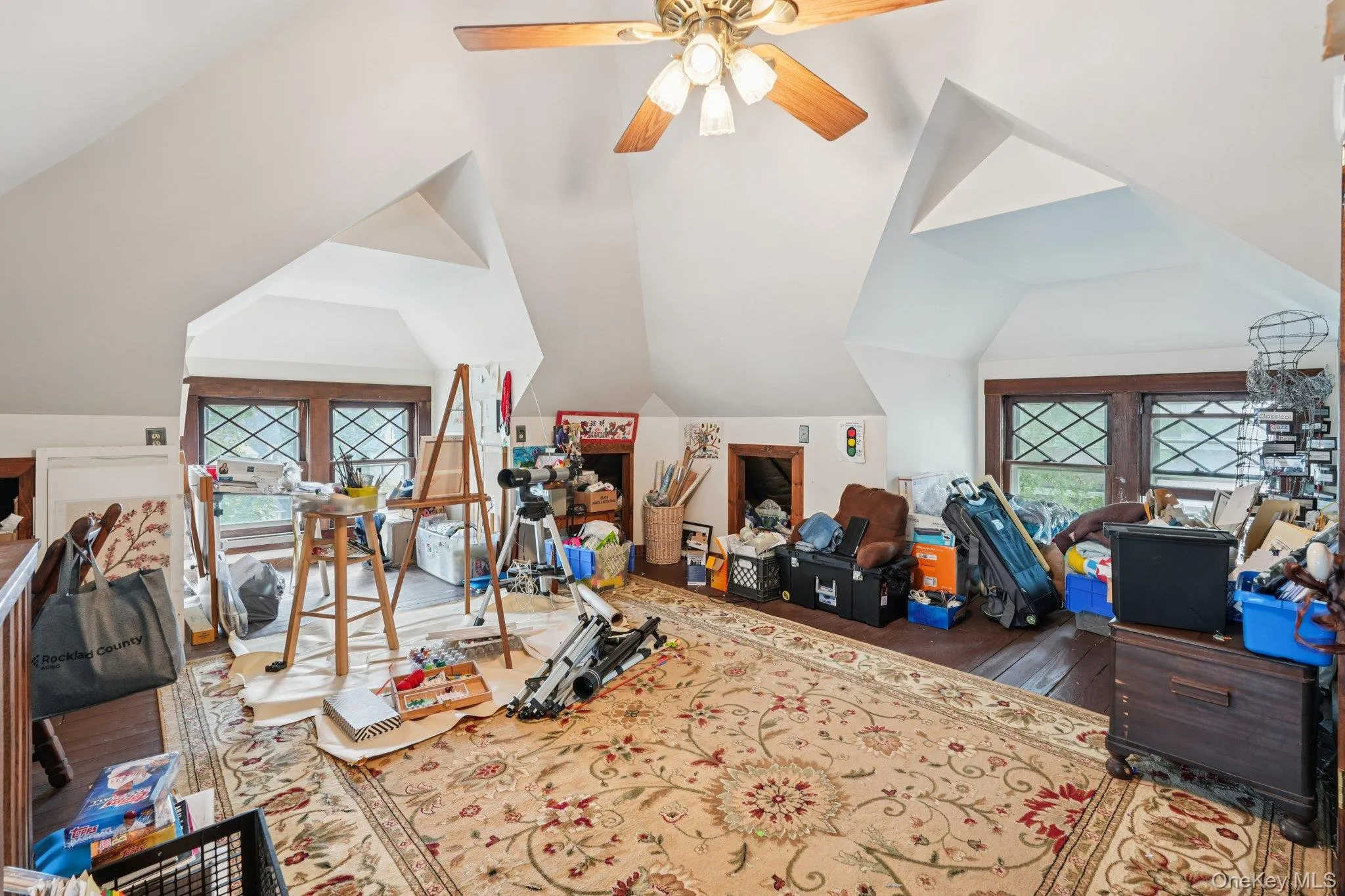 3rd Floor Guest Suite, Office, studio vaulted ceiling, and a ceiling fan 3rd Floor Guest Suite, Office, studio vaulted ceiling, and a ceiling fan