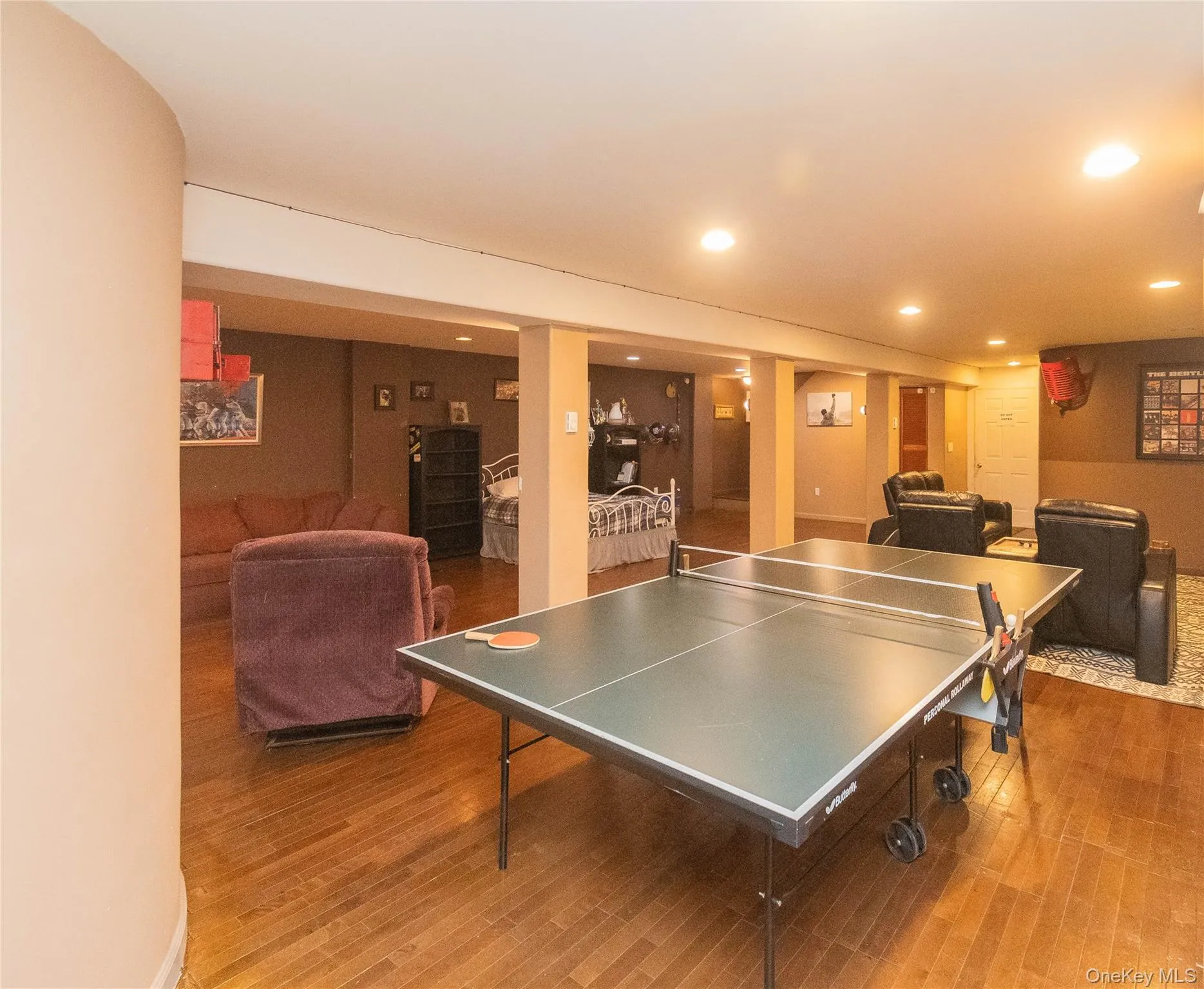 Game room featuring recessed lighting and light wood finished floors Game room featuring recessed lighting and light wood finished floors