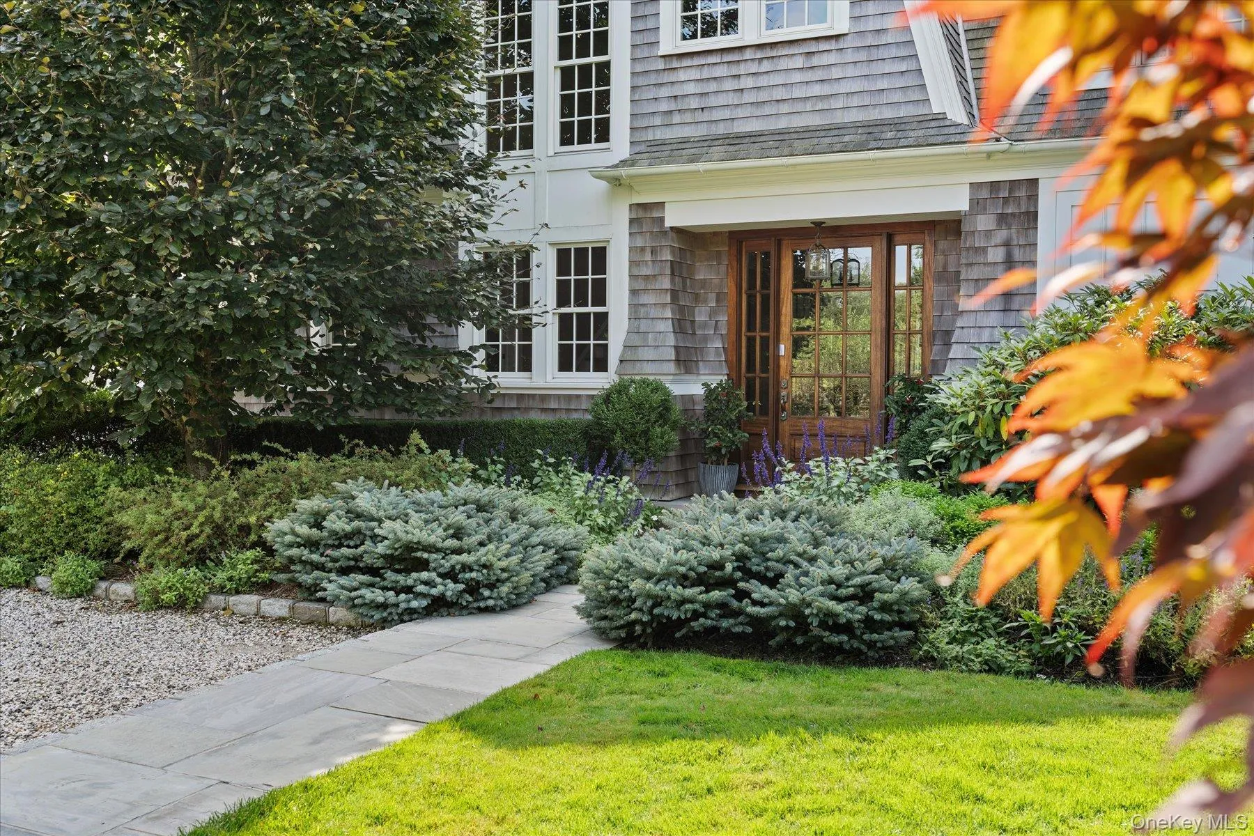 Property entrance featuring a yard Property entrance featuring a yard