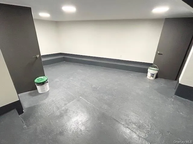 Finished basement featuring recessed lighting Finished basement featuring recessed lighting