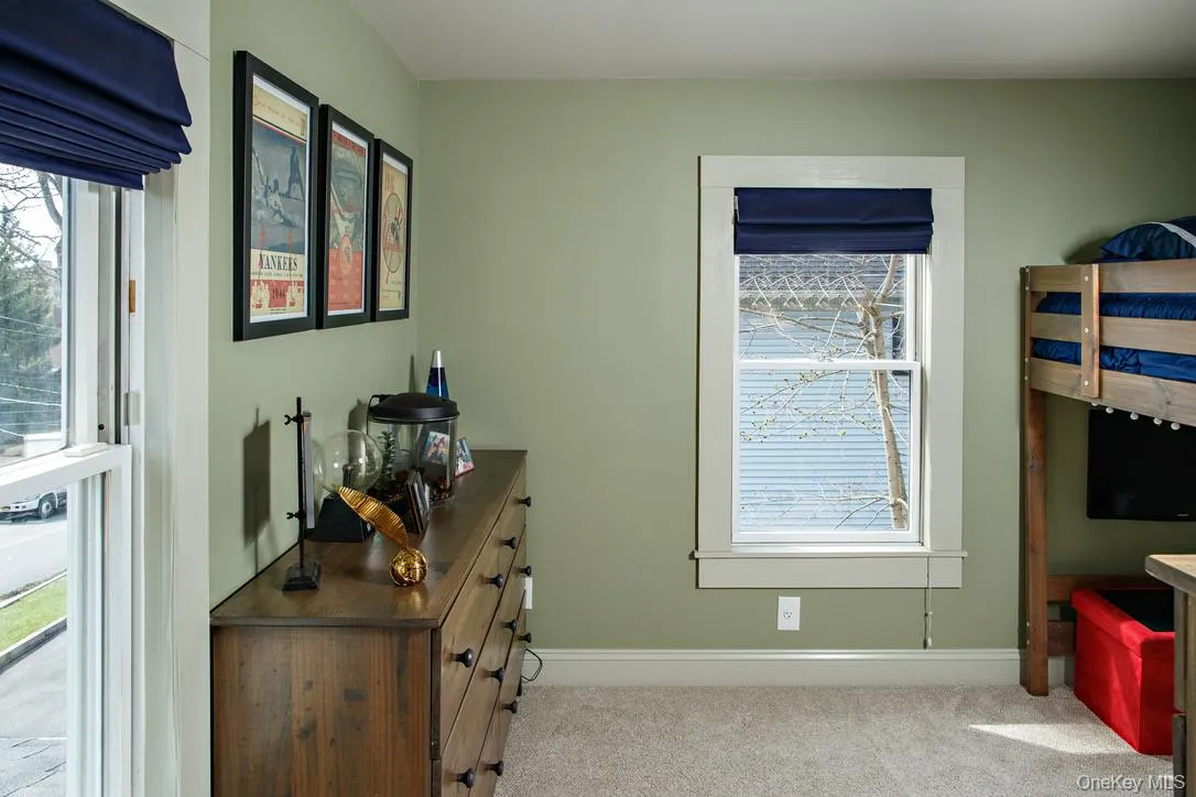 Bedroom featuring light carpet and multiple windows Bedroom featuring light carpet and multiple windows
