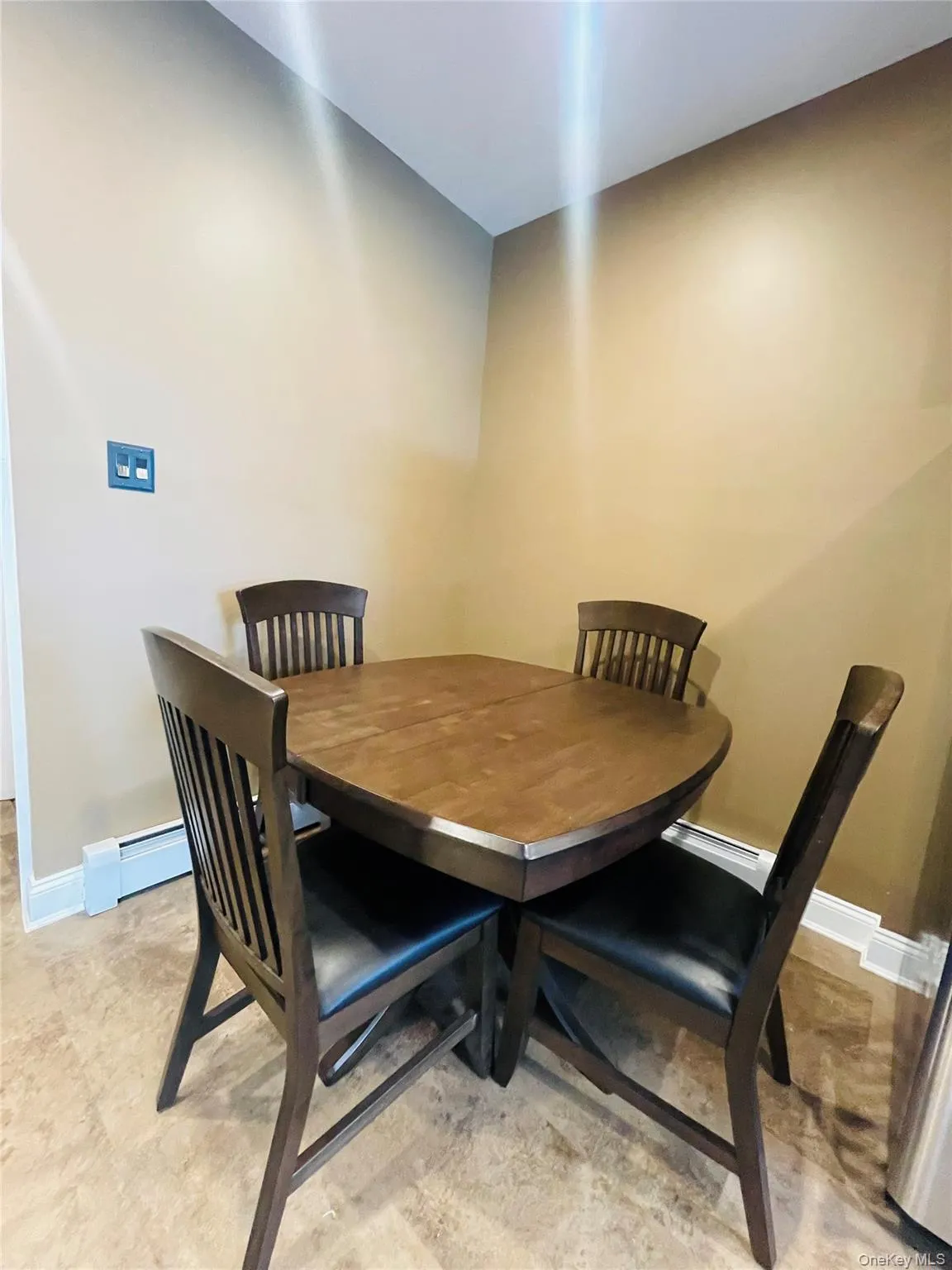 Dining room featuring baseboards and a baseboard radiator Dining room featuring baseboards and a baseboard radiator