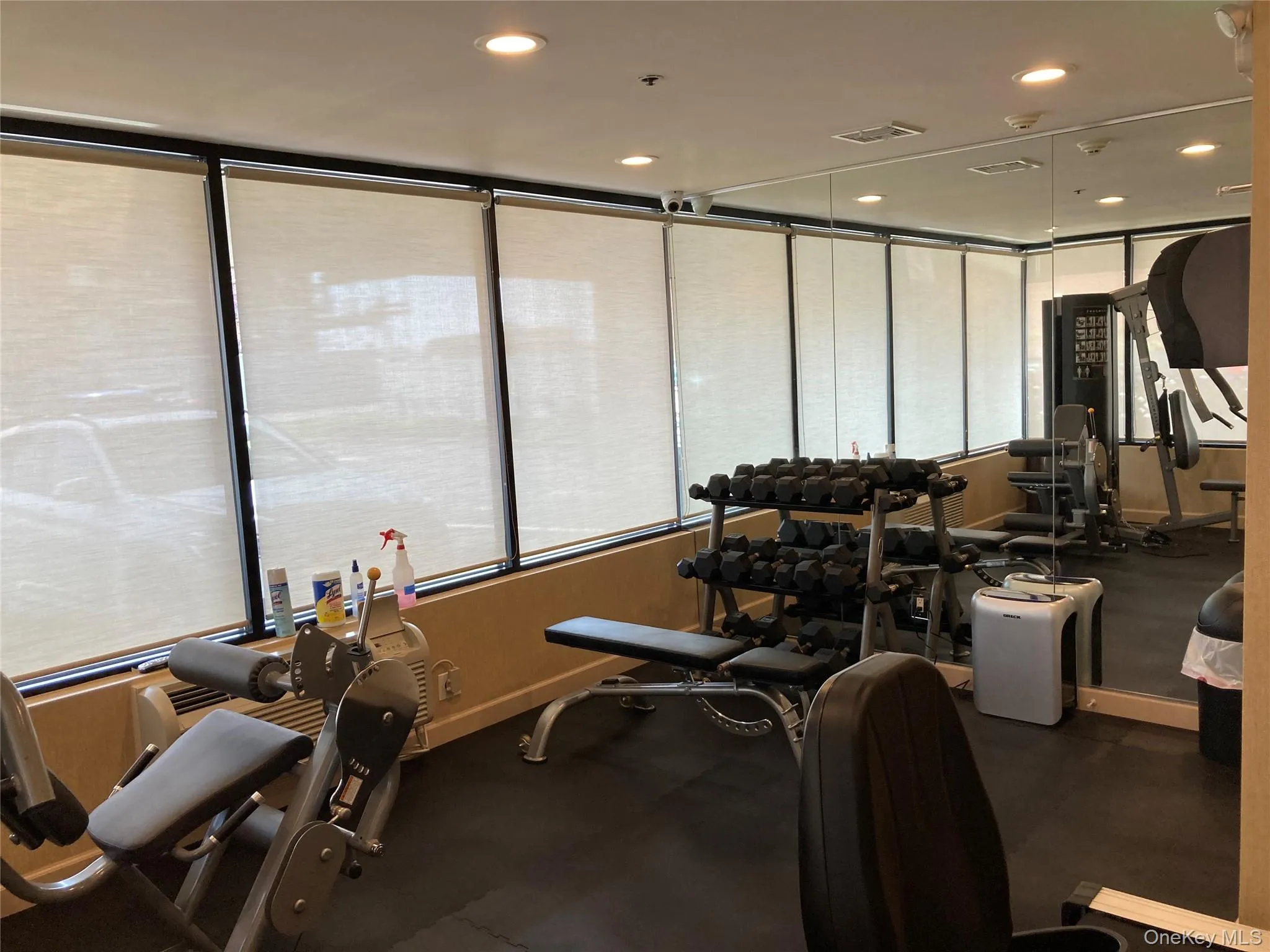 Workout area with recessed lighting Workout area with recessed lighting