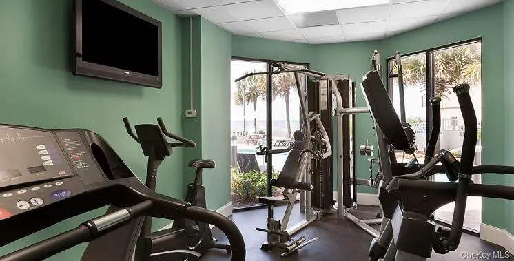 Gym with a drop ceiling and baseboards Gym with a drop ceiling and baseboards