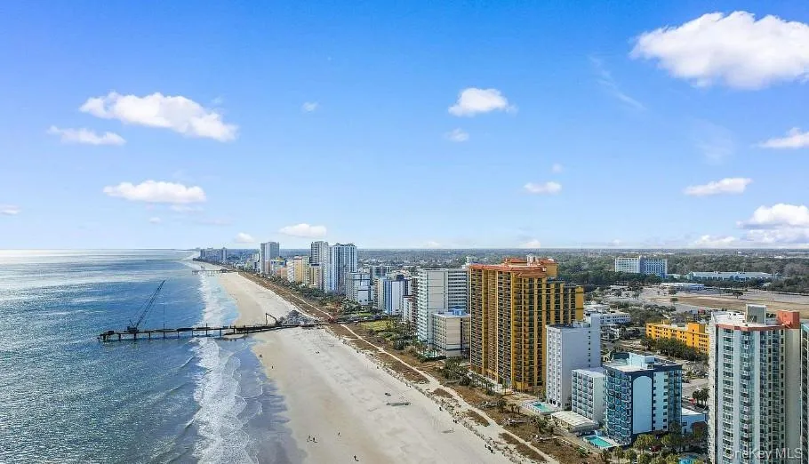 View of urban area with unending shoreline View of urban area with unending shoreline