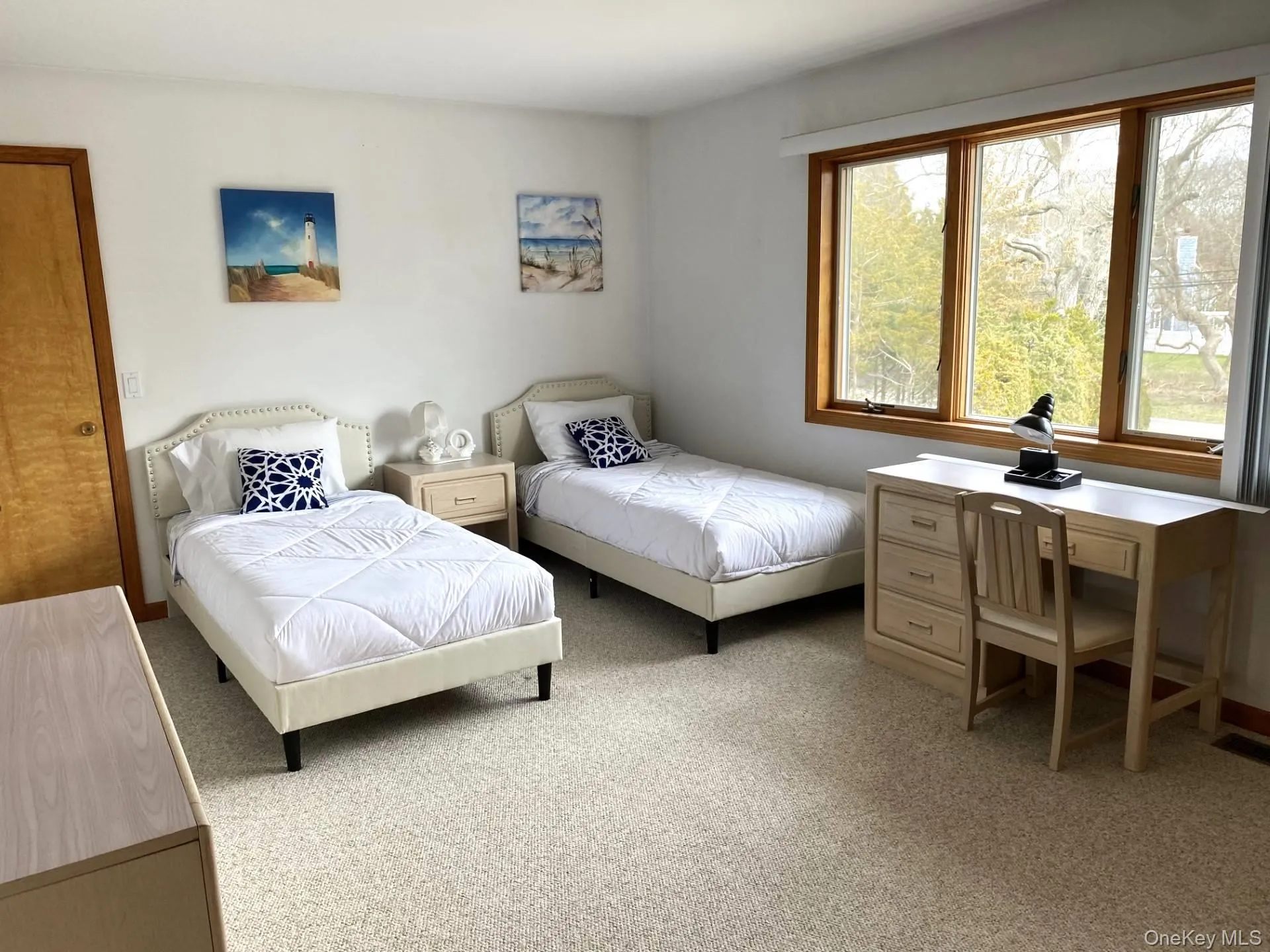Bedroom with light colored carpet Bedroom with light colored carpet
