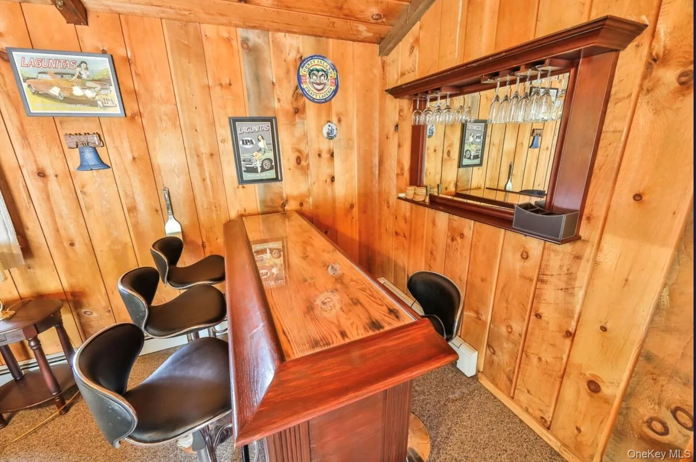 Office space with wooden walls and bar area Office space with wooden walls and bar area