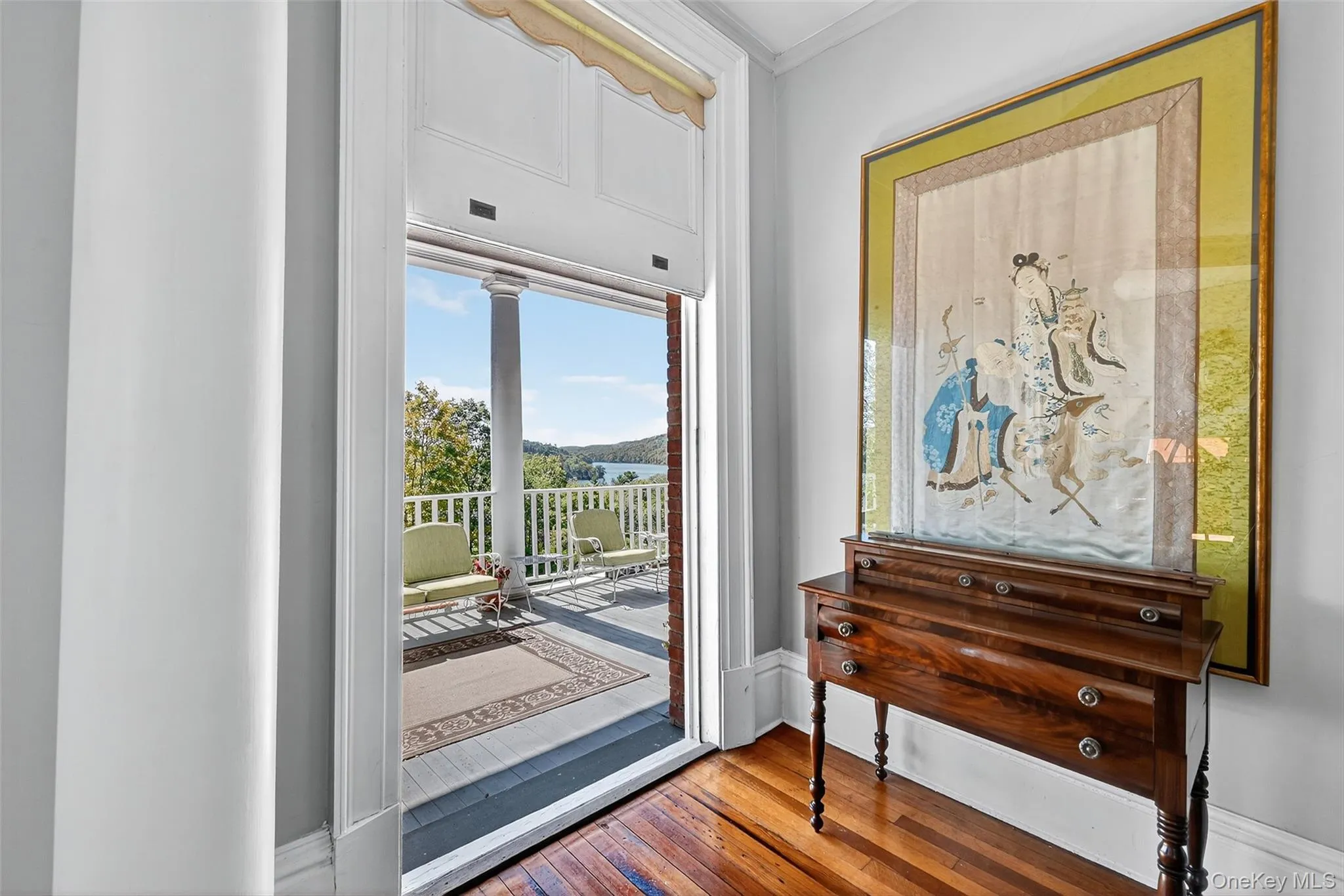 Jefferson style windows slide up for full-open walkout to the covered back porch overlooking Tuxedo Lake and the mountains. Jefferson style windows slide up for full-open walkout to the covered back porch overlooking Tuxedo Lake and the mountains.