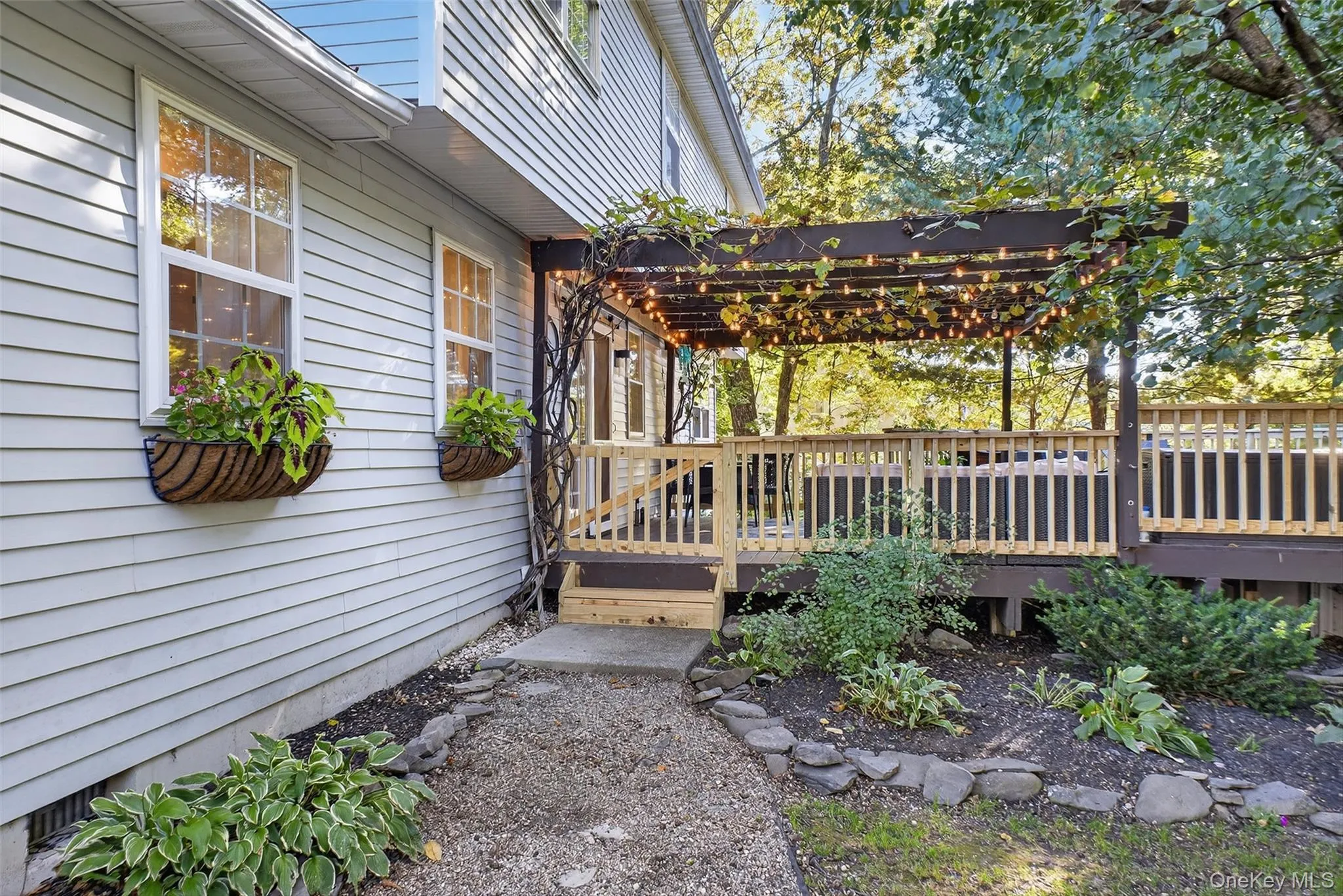 Wooden deck with a pergola Wooden deck with a pergola