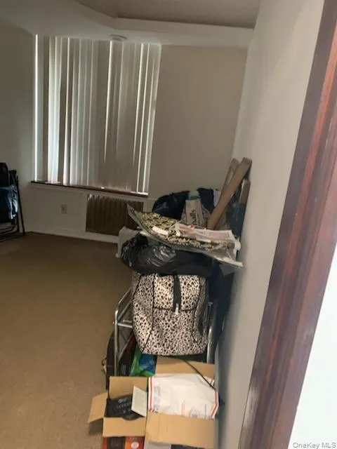 Carpeted bedroom with radiator heating unit Carpeted bedroom with radiator heating unit