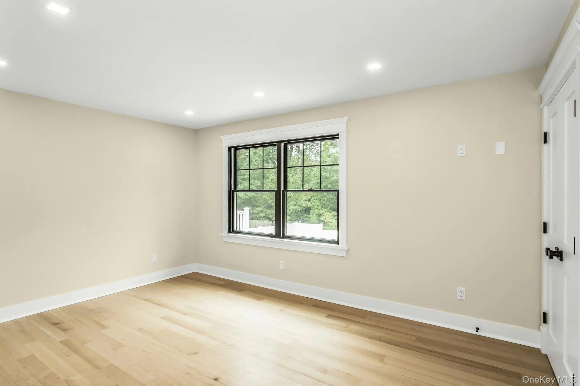Unfurnished room featuring light wood-style flooring and recessed lighting Unfurnished room featuring light wood-style flooring and recessed lighting