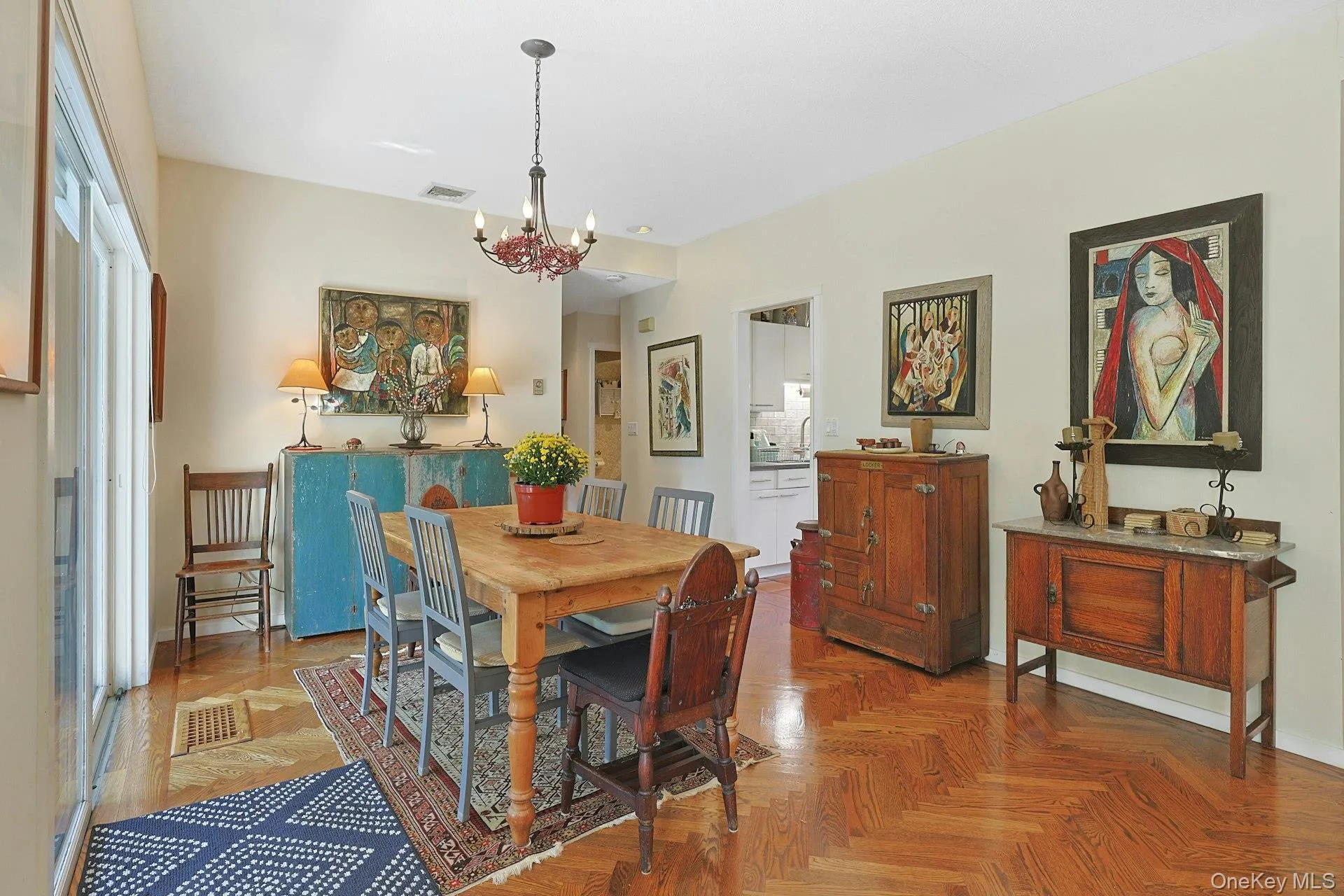 Dining area with sliding glass doors to deck Dining area with sliding glass doors to deck