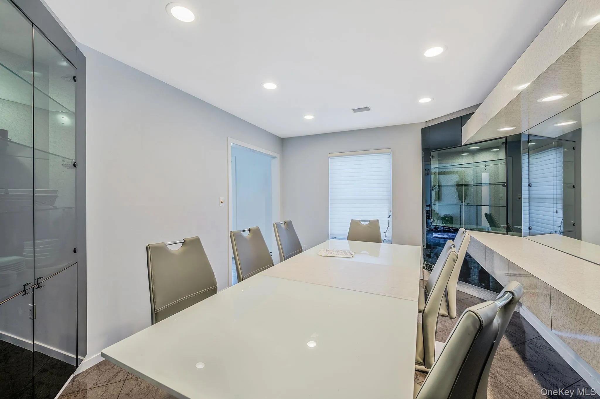 Dining area featuring recessed lighting Dining area featuring recessed lighting