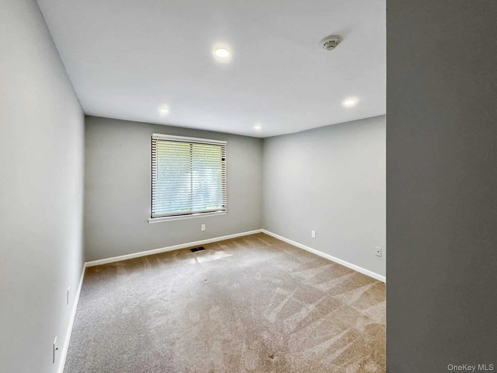 Unfurnished room featuring light carpet and recessed lighting Unfurnished room featuring light carpet and recessed lighting