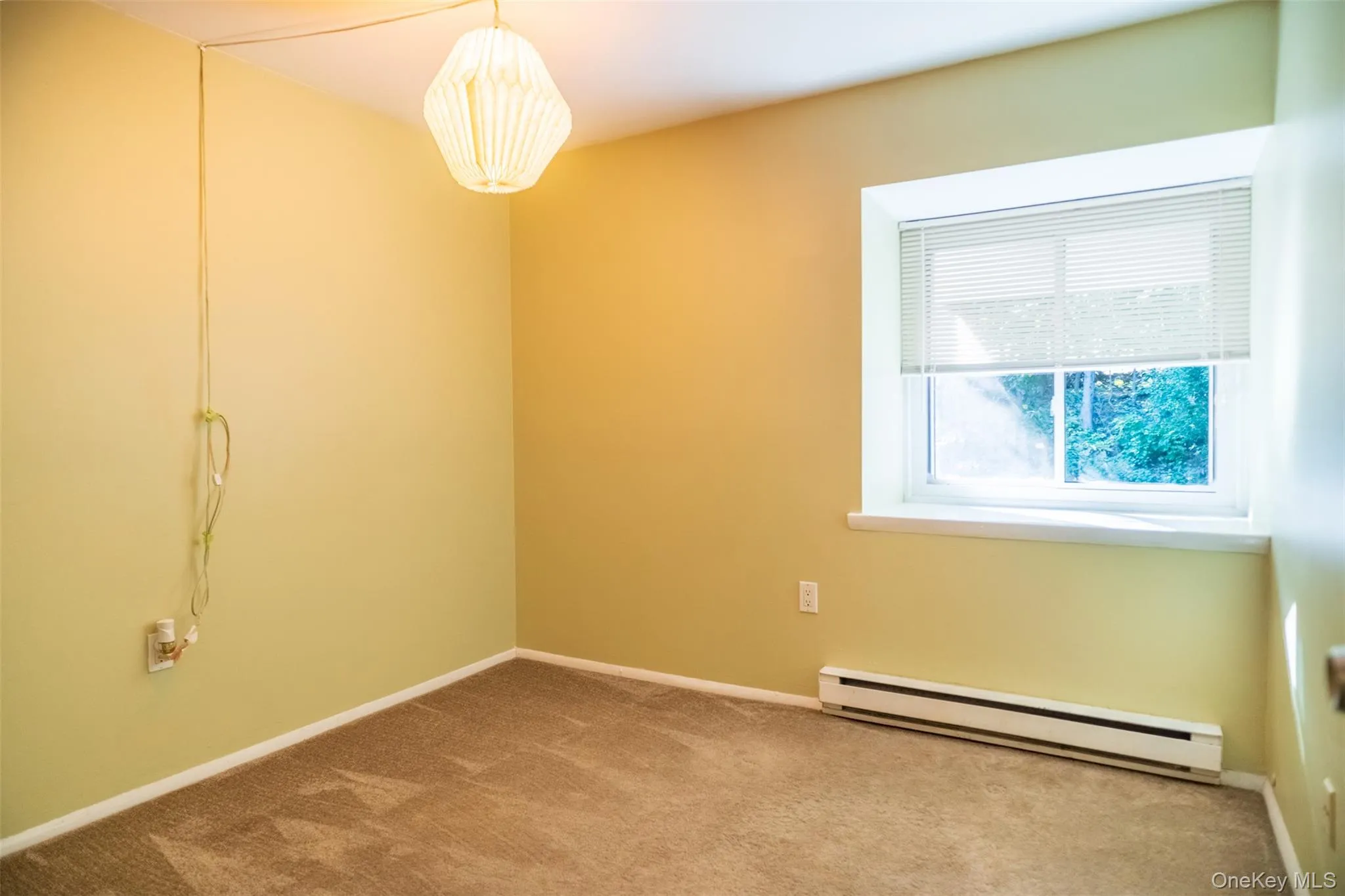 Unfurnished room featuring baseboard heating and carpet flooring Unfurnished room featuring baseboard heating and carpet flooring