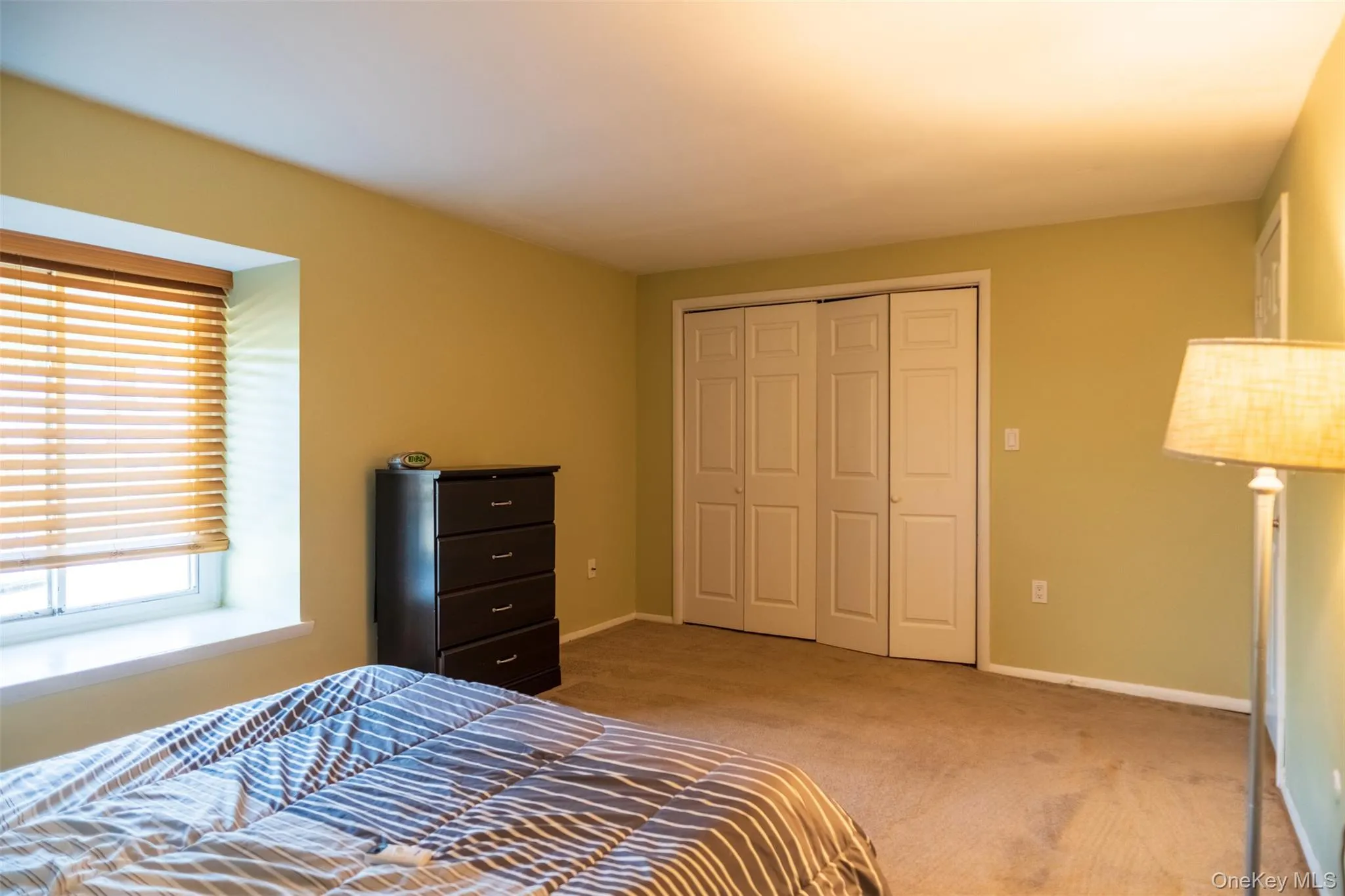 Bedroom featuring light colored carpet and a closet Bedroom featuring light colored carpet and a closet