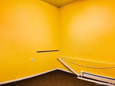 Walk in closet featuring carpet and baseboard heating Walk in closet featuring carpet and baseboard heating