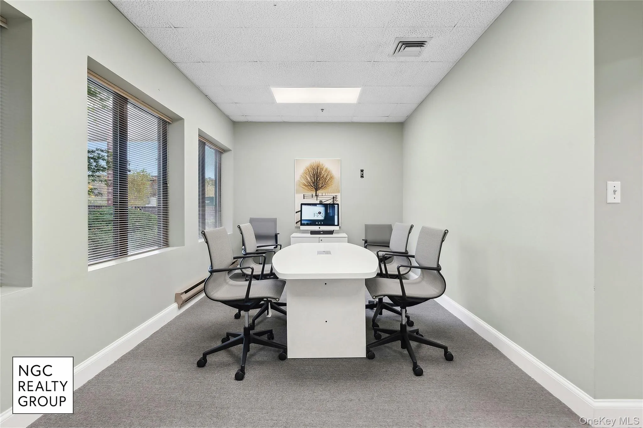 Office with a drop ceiling Office with a drop ceiling
