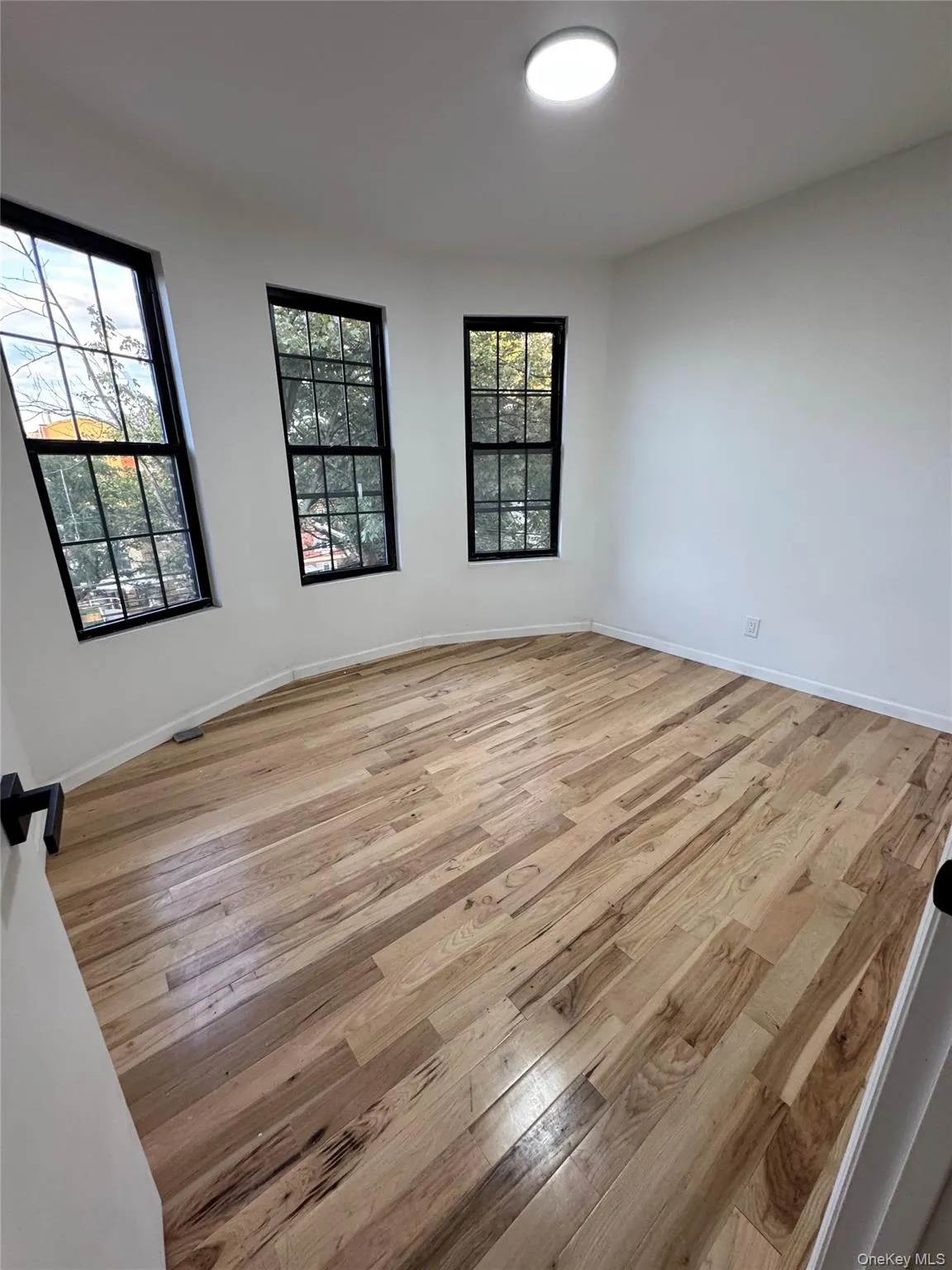 Spare room featuring light wood-style floors and baseboards Spare room featuring light wood-style floors and baseboards