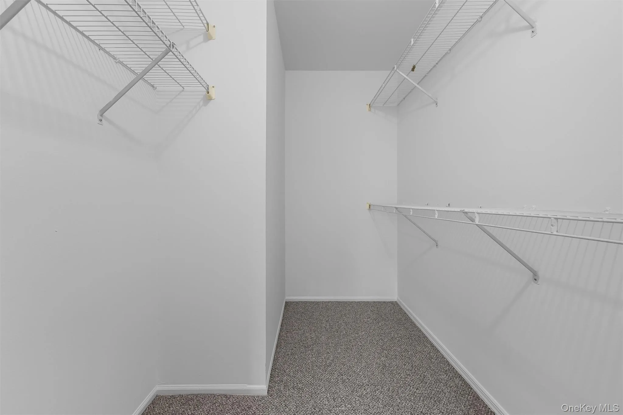 Walk in closet with carpet flooring Walk in closet with carpet flooring