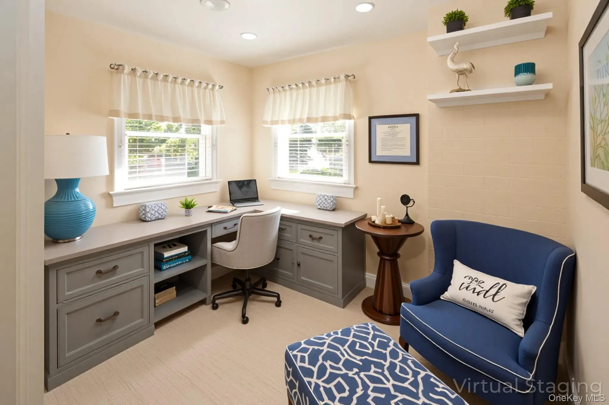 Virtually Staged Home office featuring recessed lighting Virtually Staged Home office featuring recessed lighting