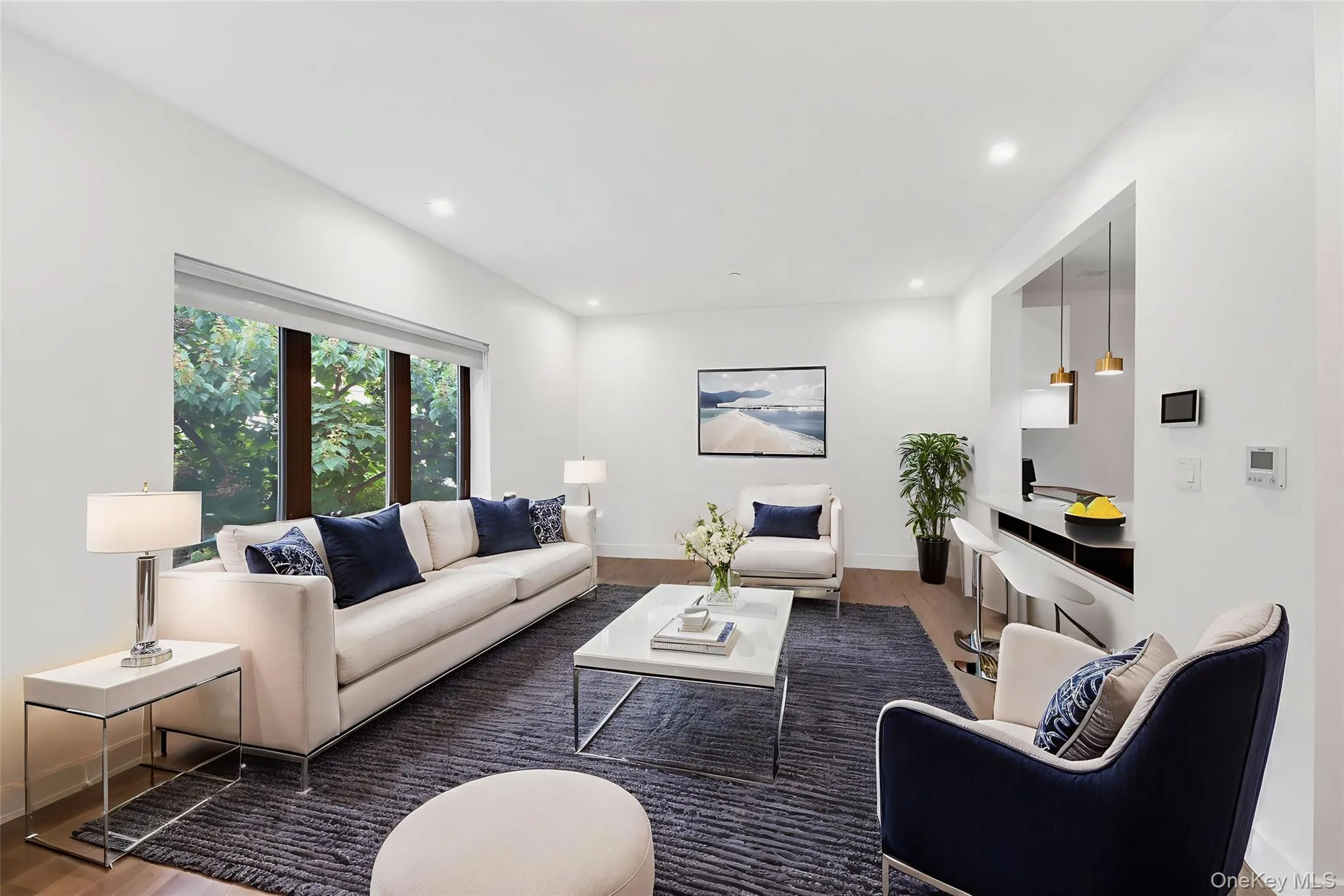 Living room featuring wood finished floors and recessed lighting Living room featuring wood finished floors and recessed lighting