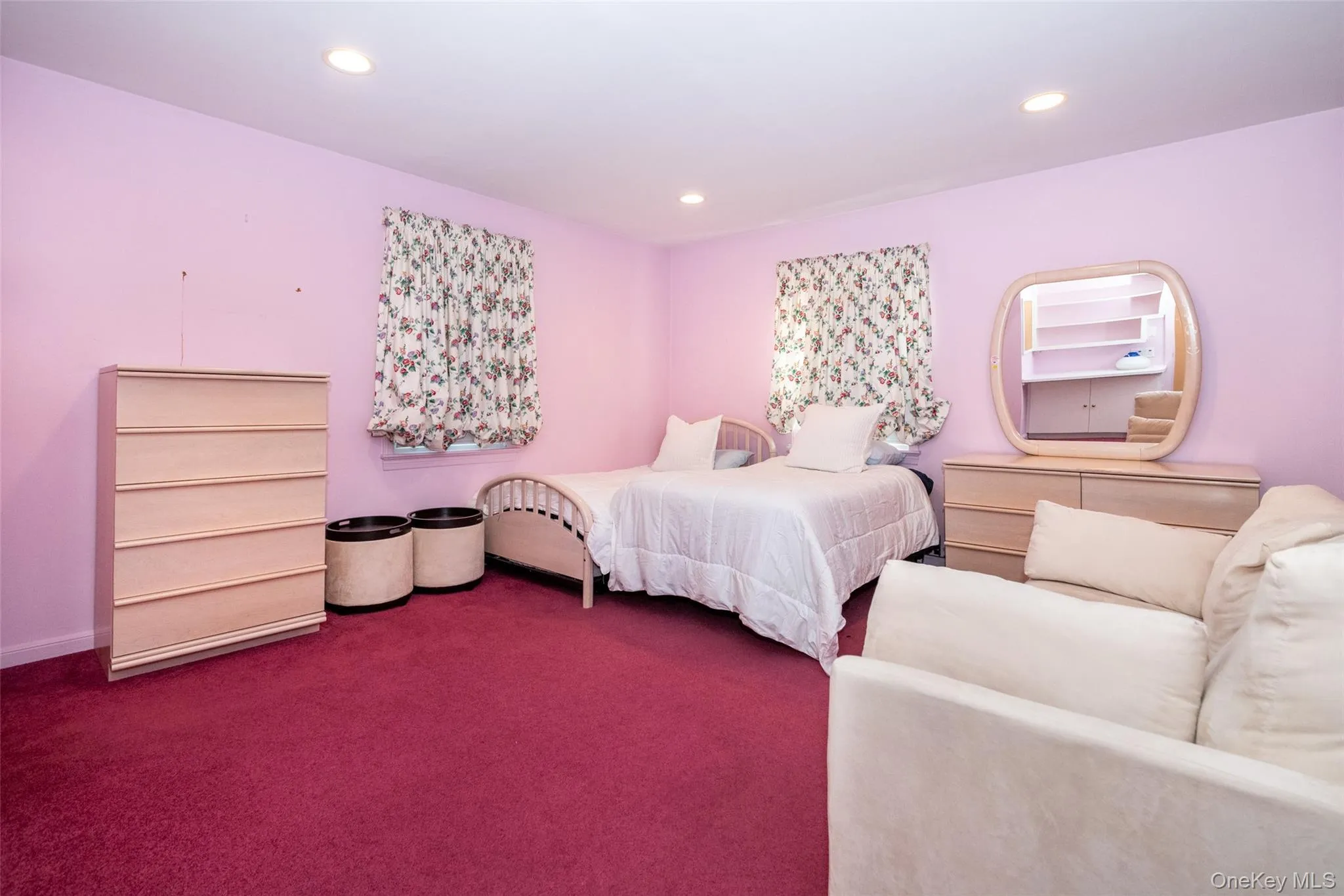 Bedroom with carpet flooring and recessed lighting Bedroom with carpet flooring and recessed lighting