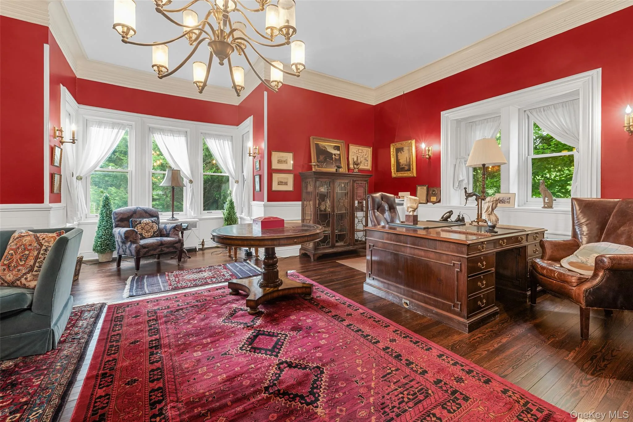 Traditional parlor/office off the central foyer Traditional parlor/office off the central foyer