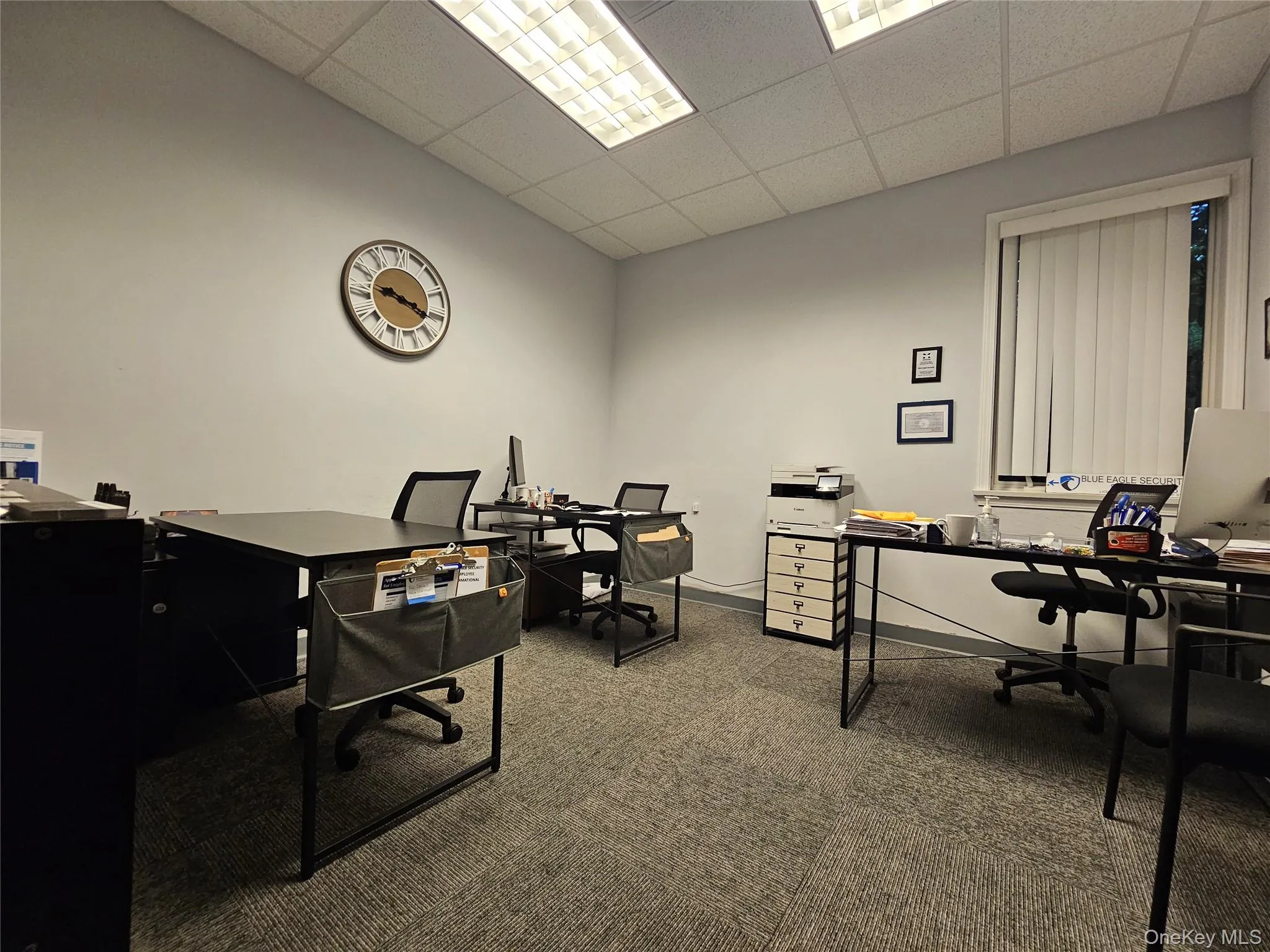 Carpeted office space featuring a paneled ceiling Carpeted office space featuring a paneled ceiling