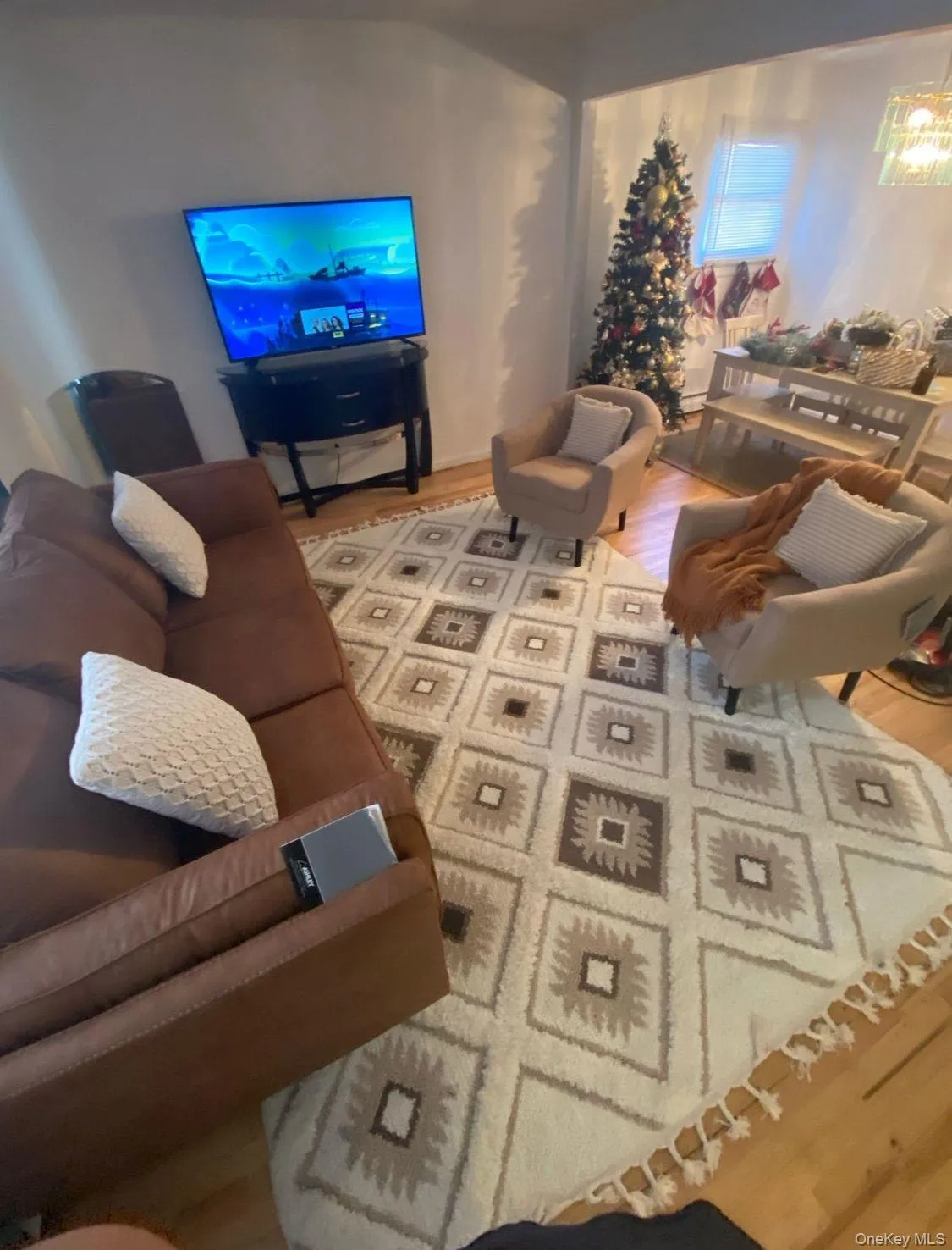 Living room with wood finished floors Living room with wood finished floors