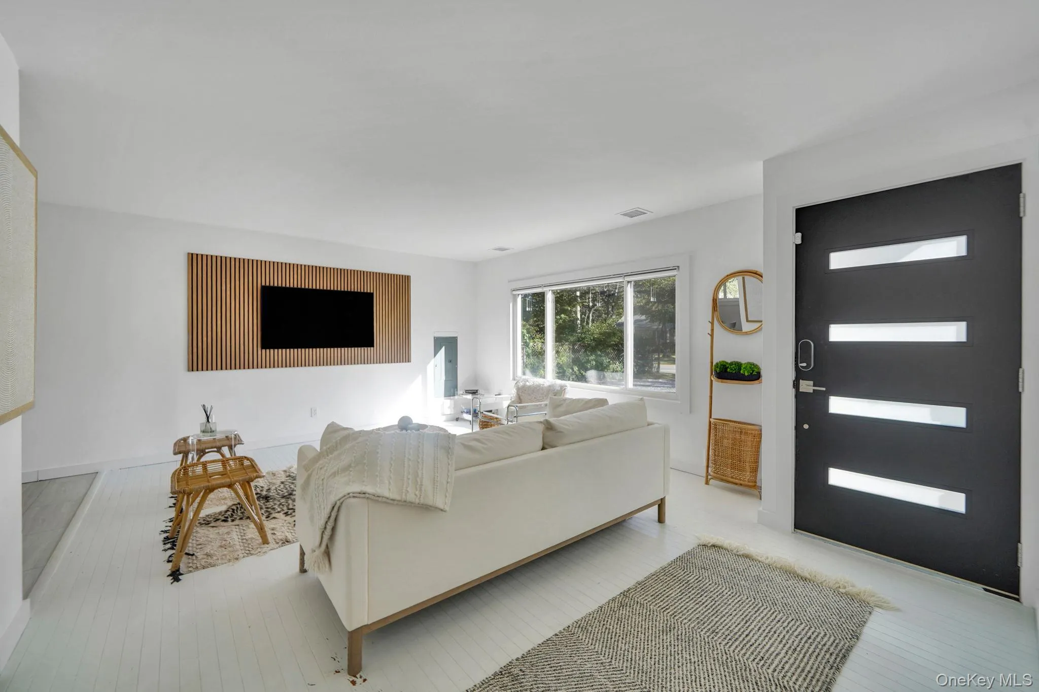 Living room with wood finished floors Living room with wood finished floors