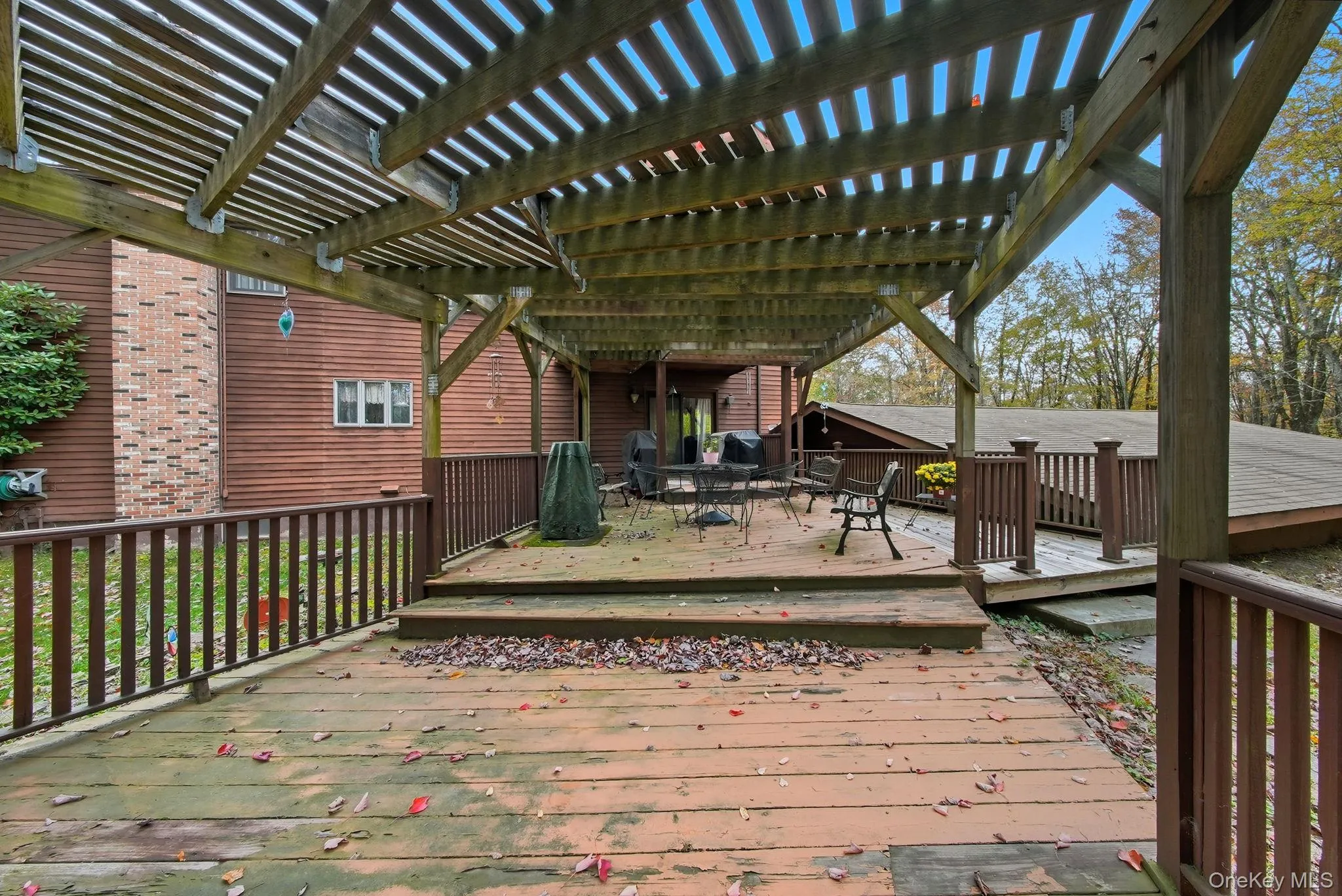 View of wooden terrace -Back Deck outside the Dining Room View of wooden terrace -Back Deck outside the Dining Room