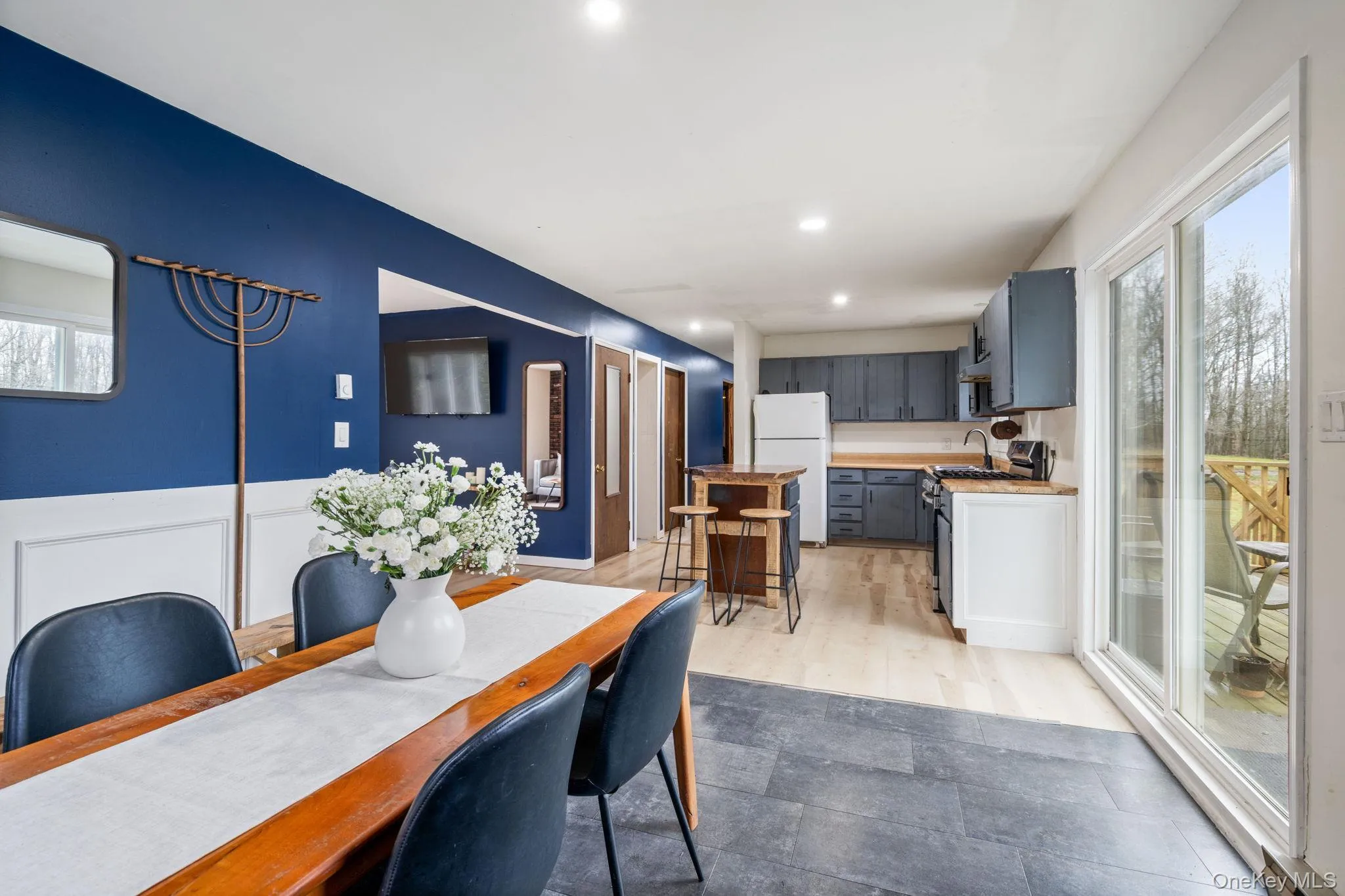 Dining area featuring recessed lighting Dining area featuring recessed lighting