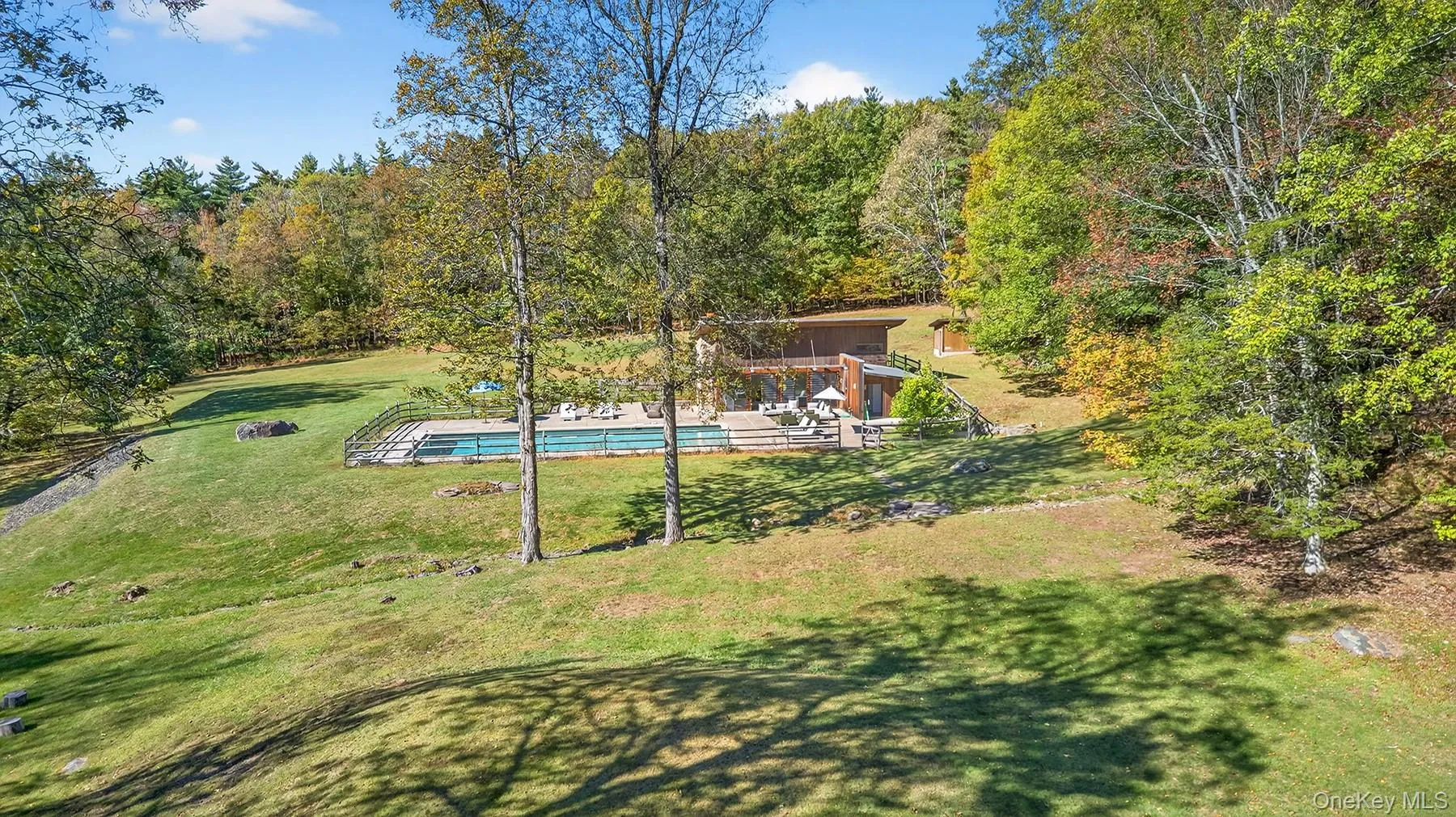 View from house ;looking toward pool. View from house ;looking toward pool.