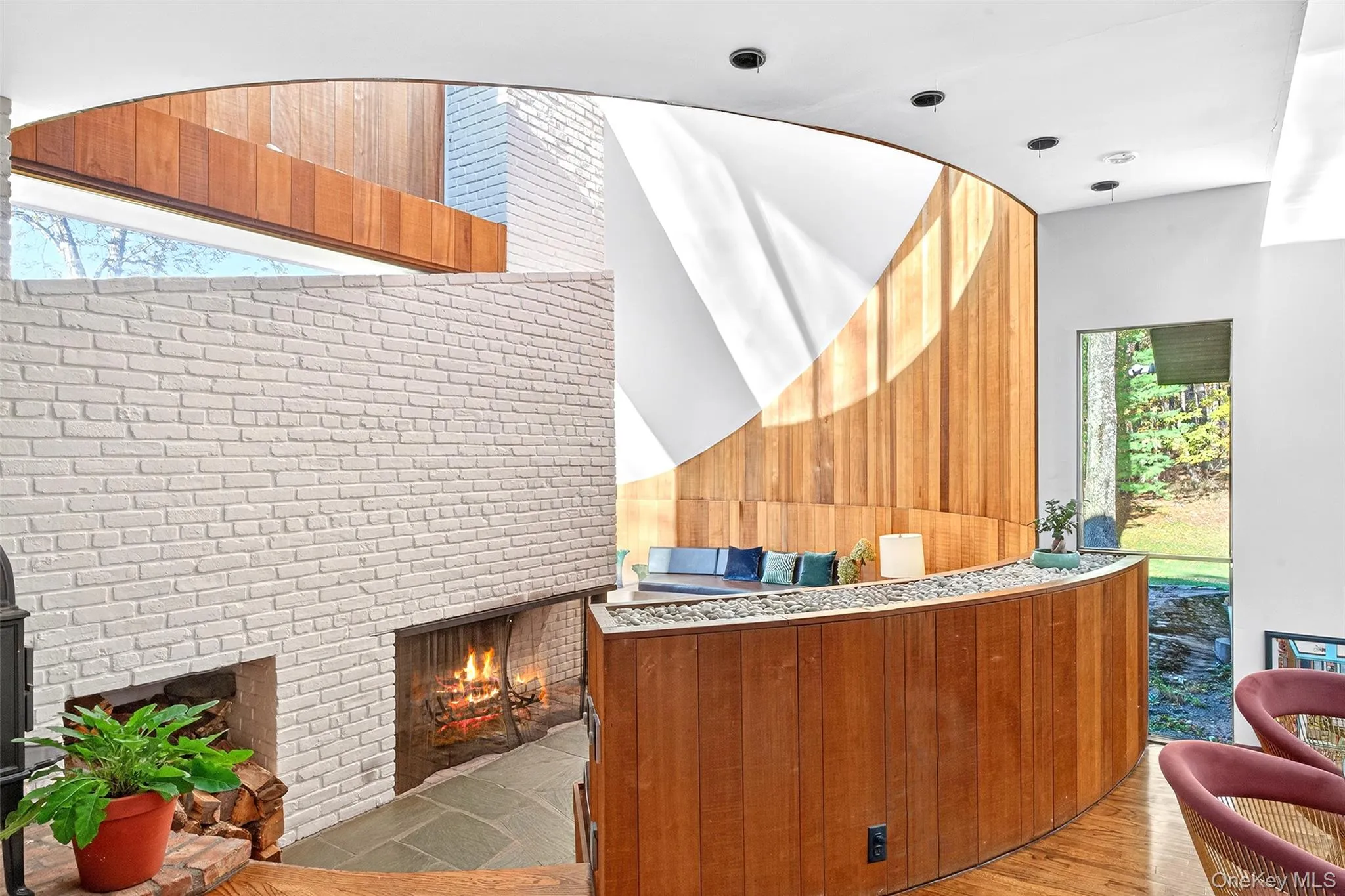 Sunken LR fireplace seating area. Sunken LR fireplace seating area.
