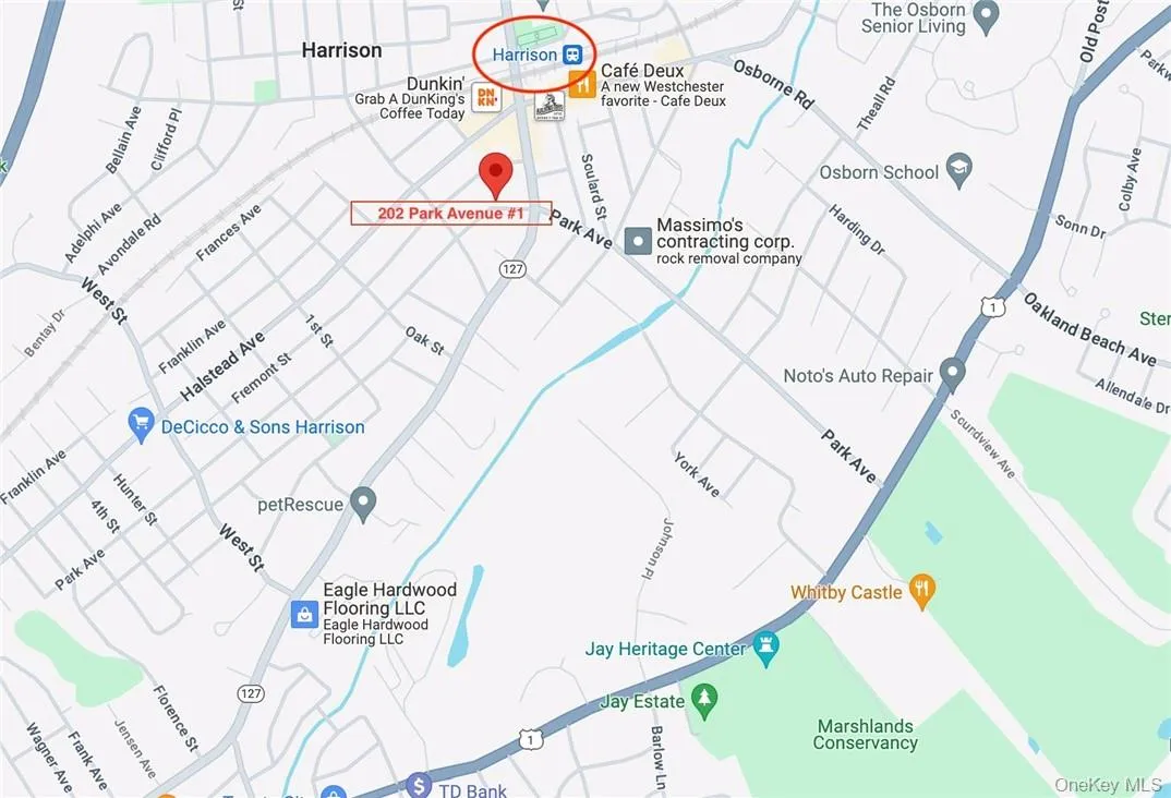 Map showing proximity to the Harrison Train Station Map showing proximity to the Harrison Train Station