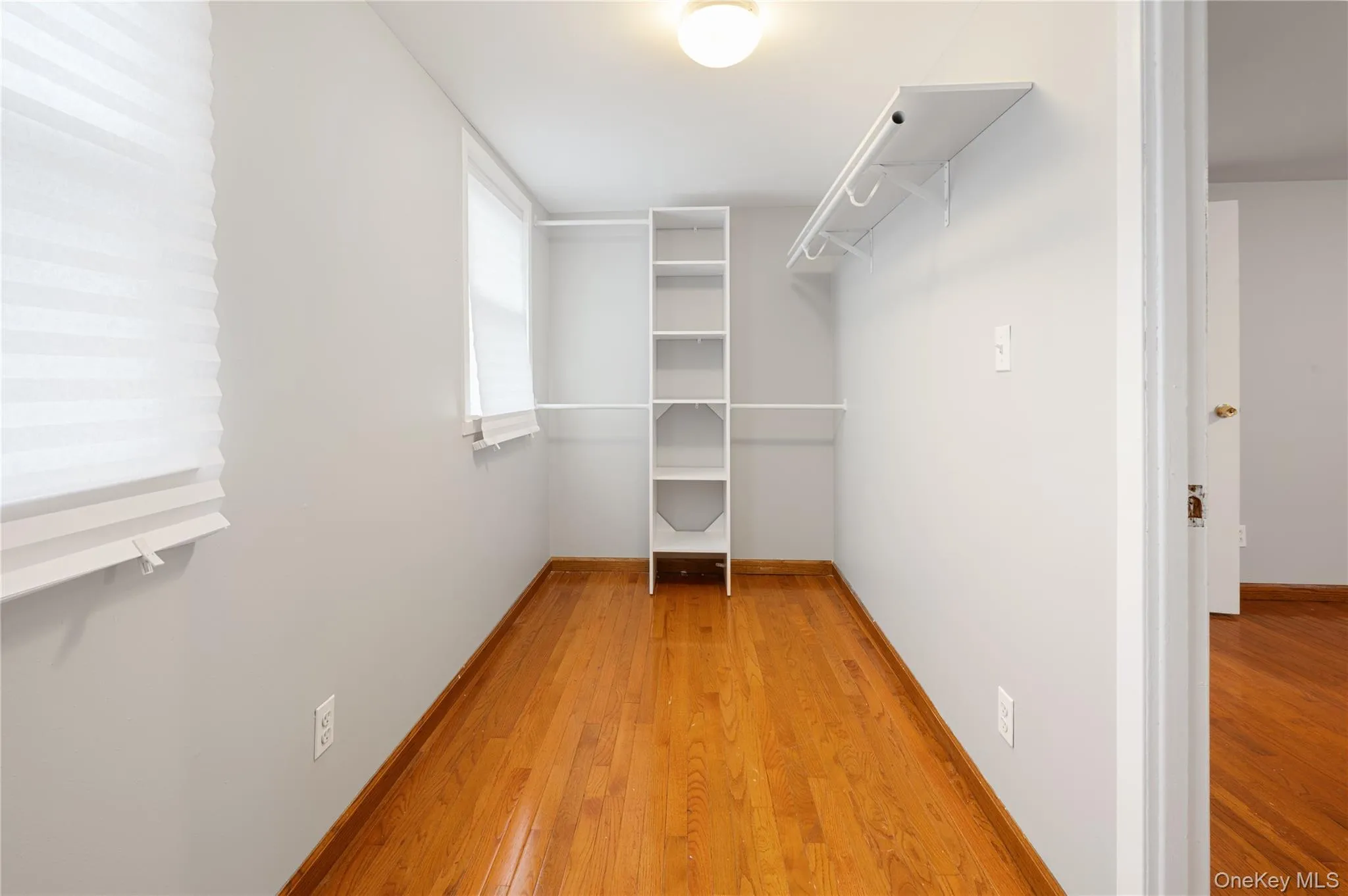 Walk in closet featuring light wood finished floors Walk in closet featuring light wood finished floors