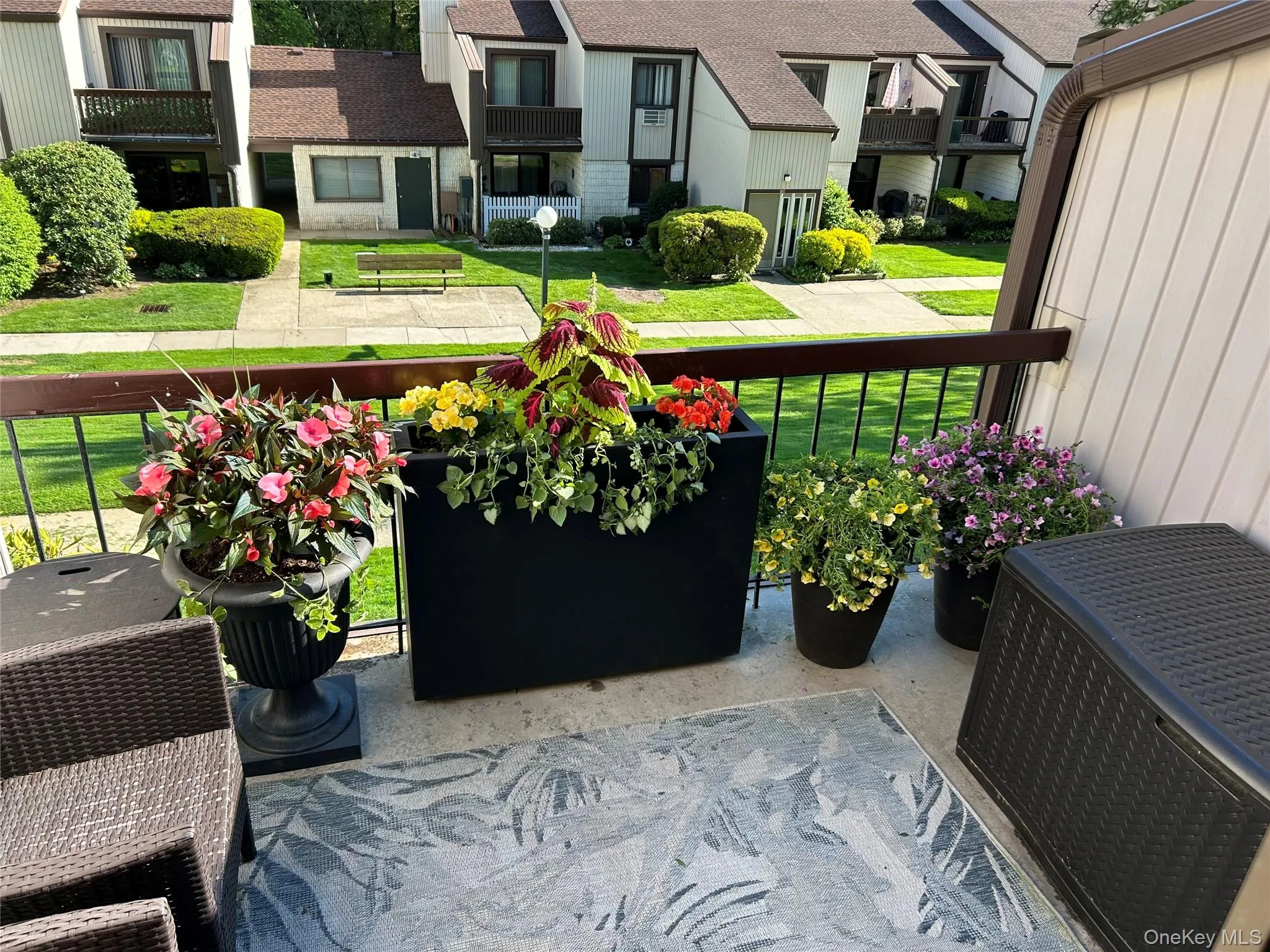 Balcony with a residential view Balcony with a residential view
