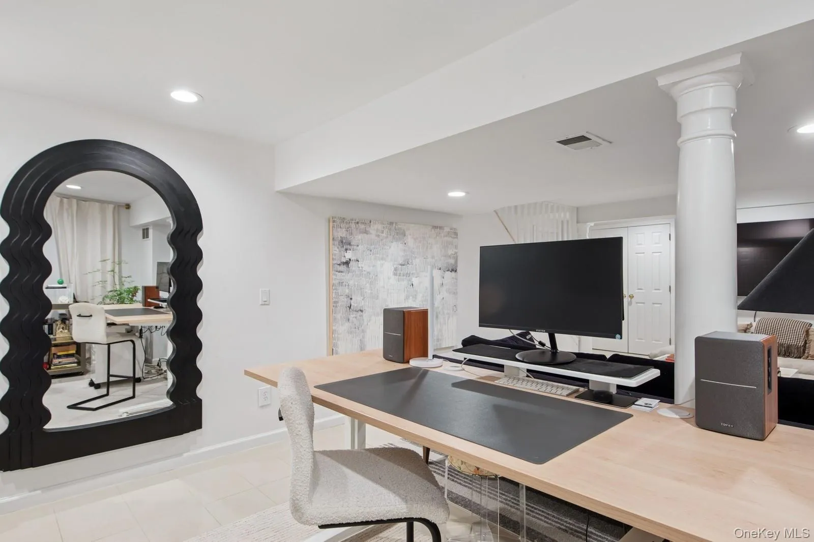 Office featuring recessed lighting and light tile patterned flooring Office featuring recessed lighting and light tile patterned flooring