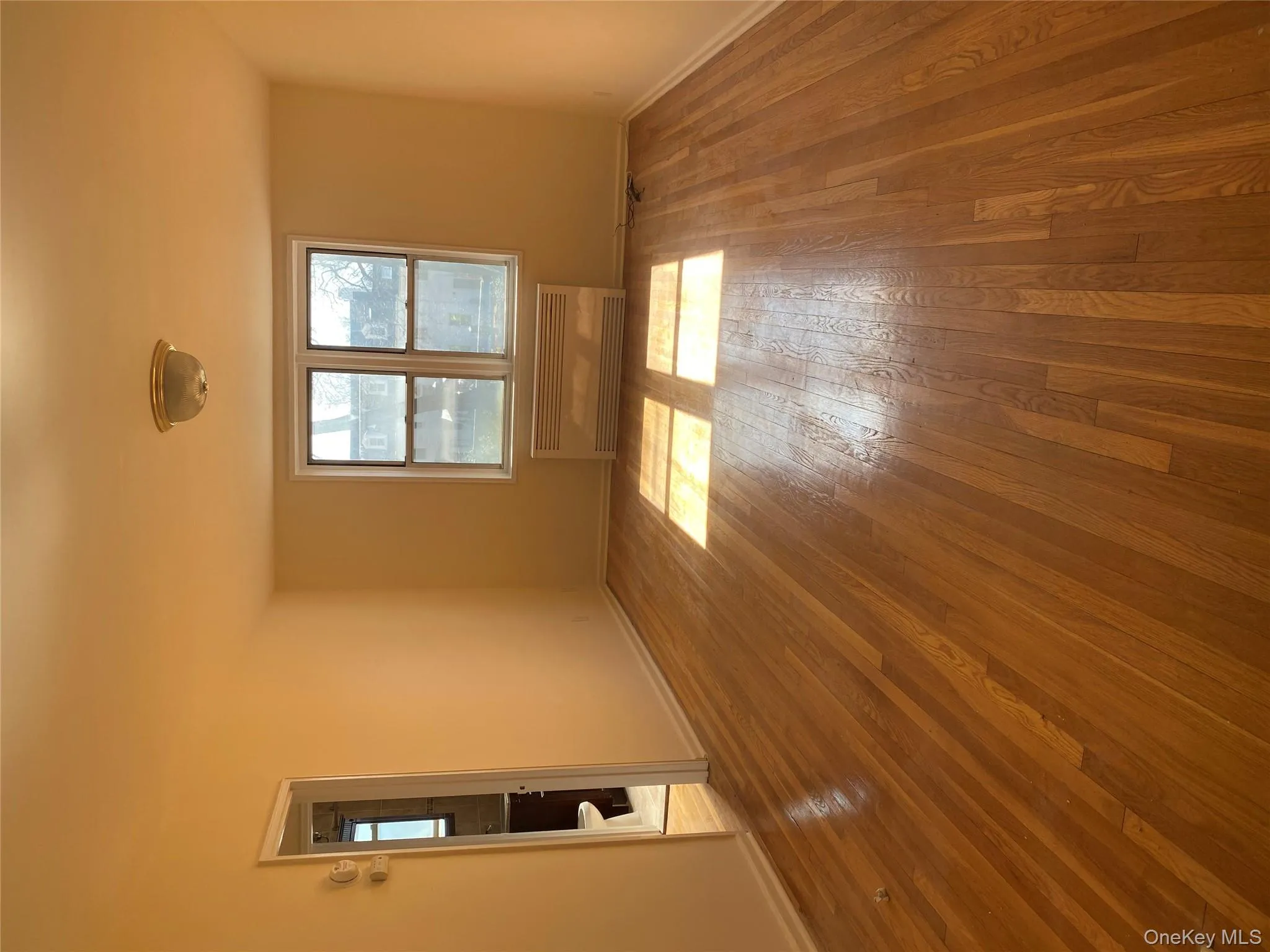 Unfurnished room featuring radiator heating unit and light wood-style flooring Unfurnished room featuring radiator heating unit and light wood-style flooring